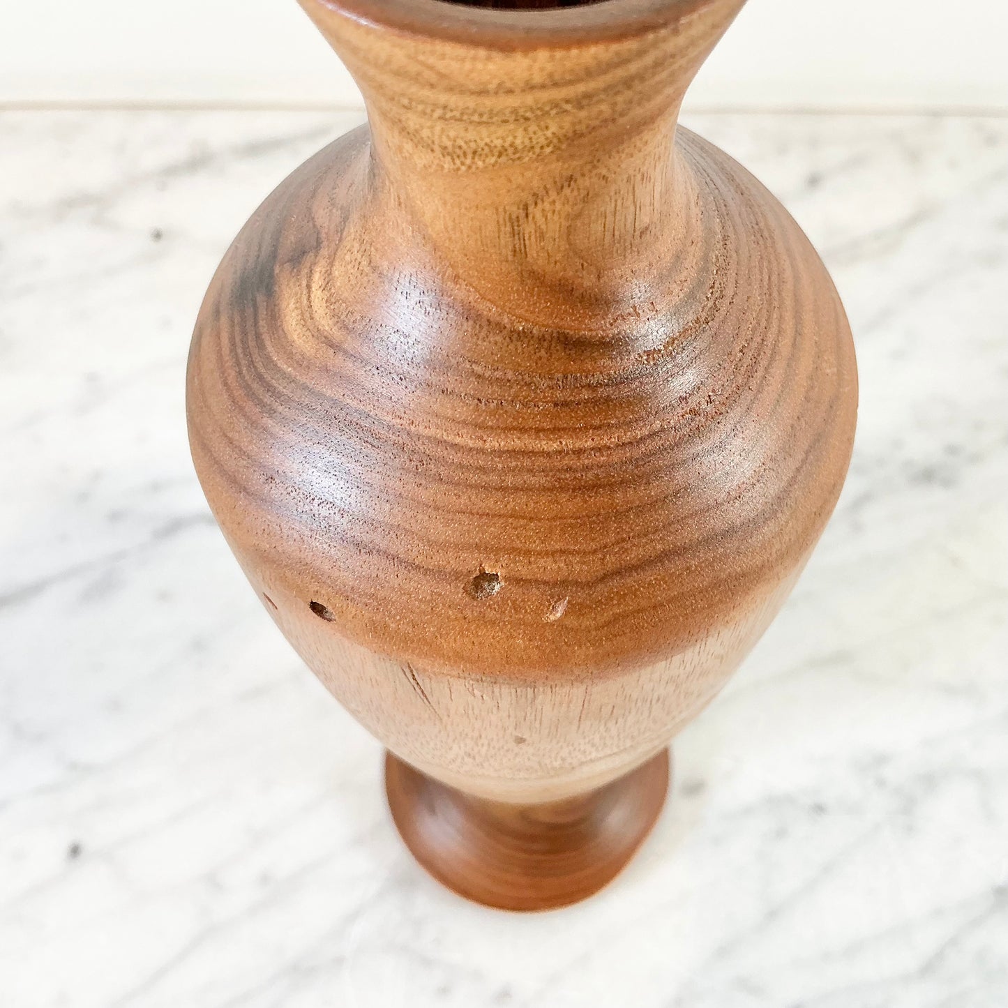 Vintage Turned Wood Vase, 8.5"