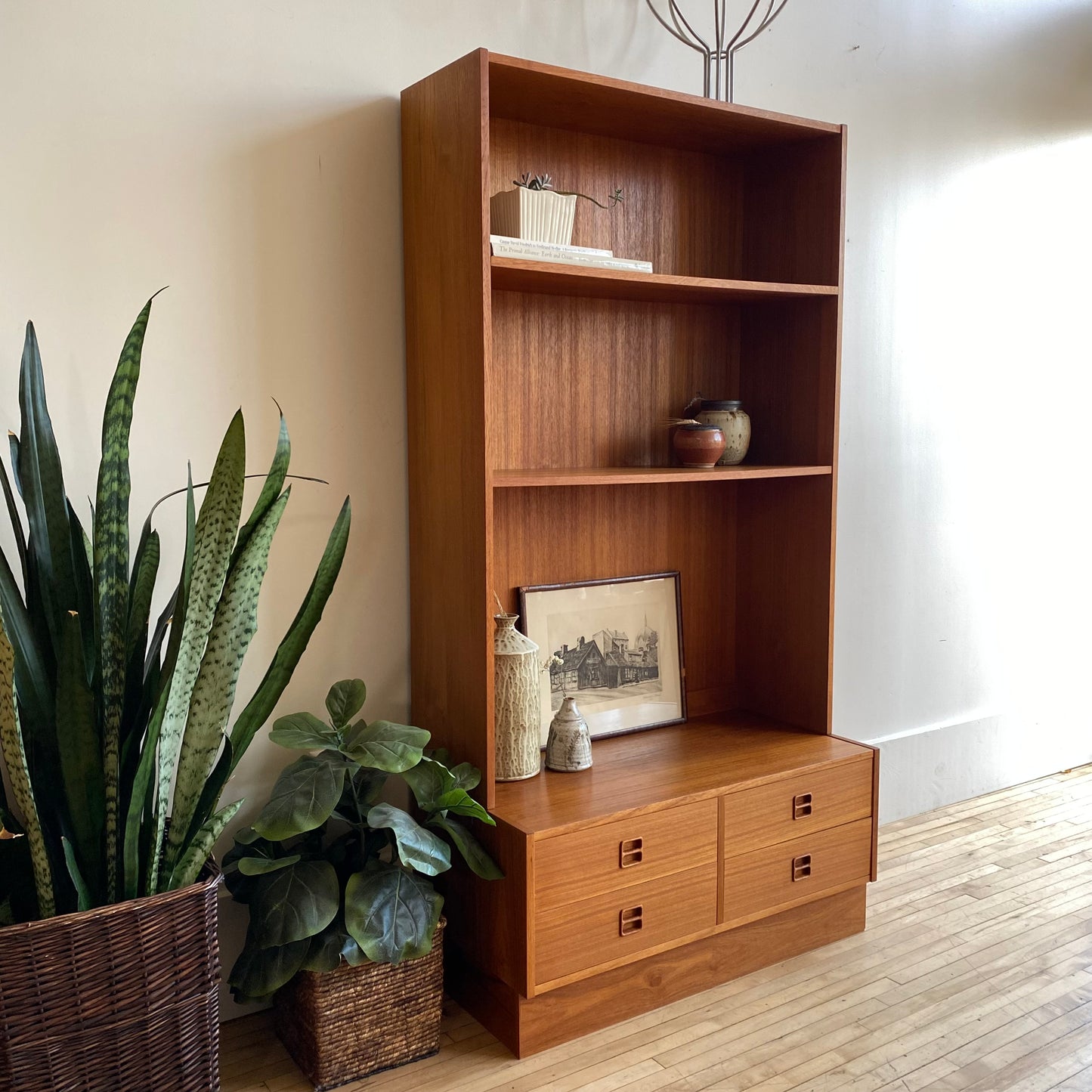 Vintage Teak Hutch with Drawers