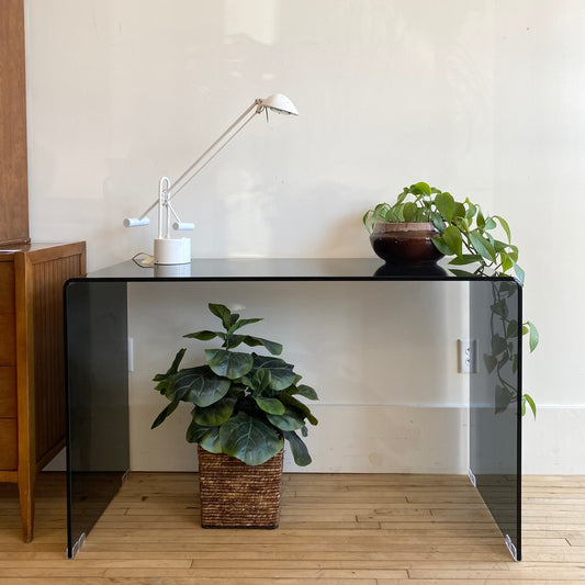 Smoked Glass Waterfall Console Table / Desk