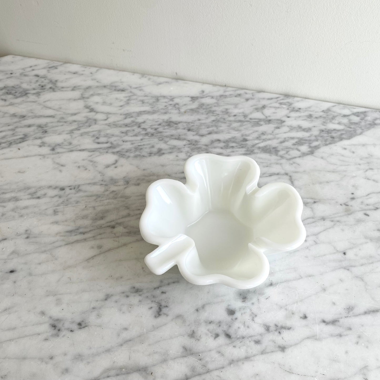Vintage Milk Glass Clover / Shamrock Ashtray