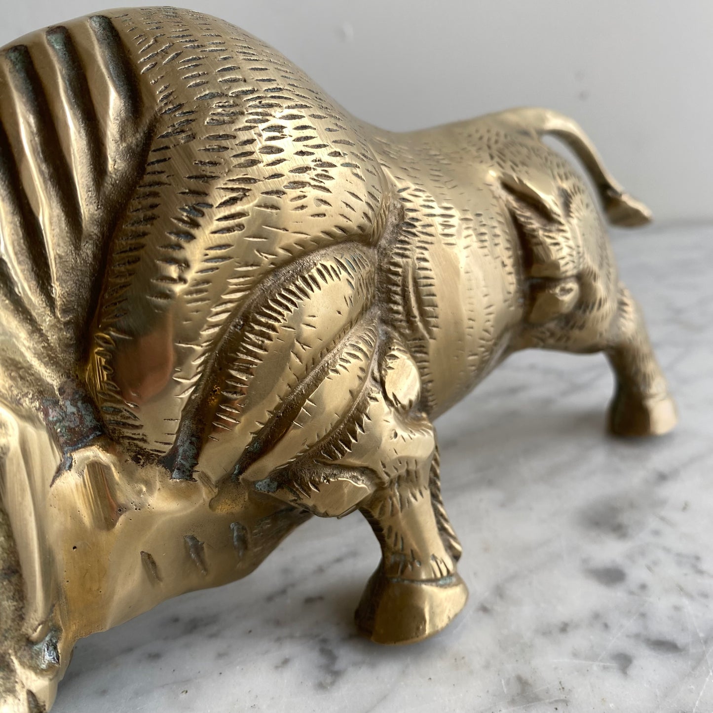 Large Vintage Brass Bull, 12"