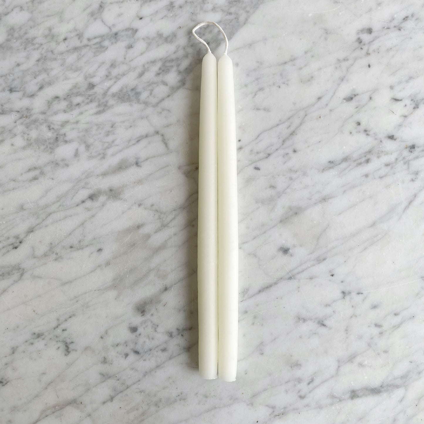 12" PAIR Beeswax Taper Candles, White