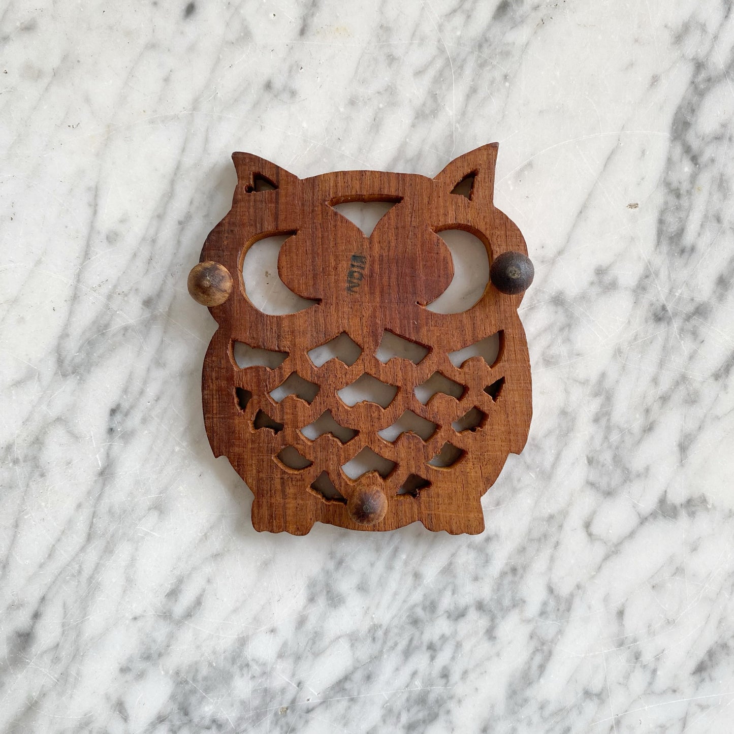 Vintage Wooden Owl Trivet