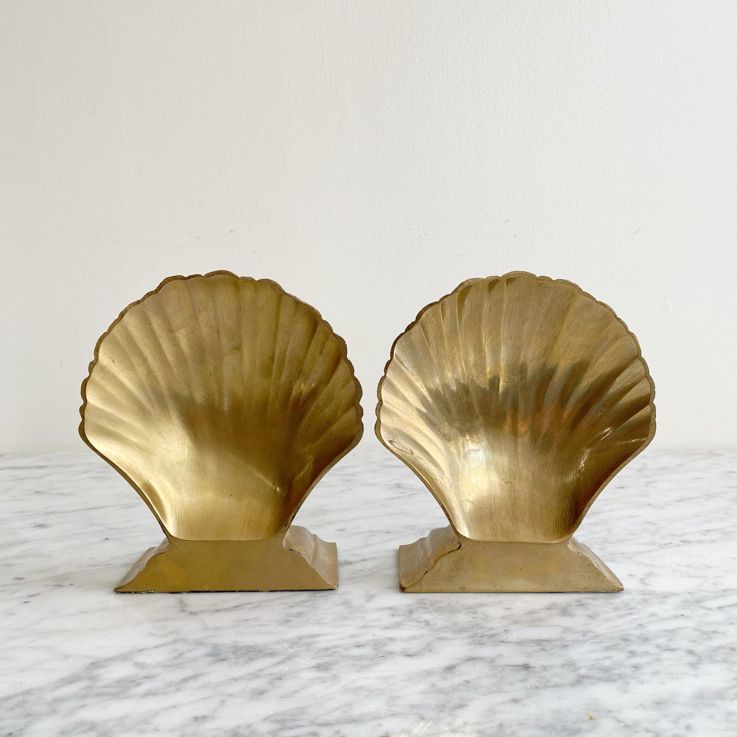 Pair of Vintage Brass Seashell Bookends