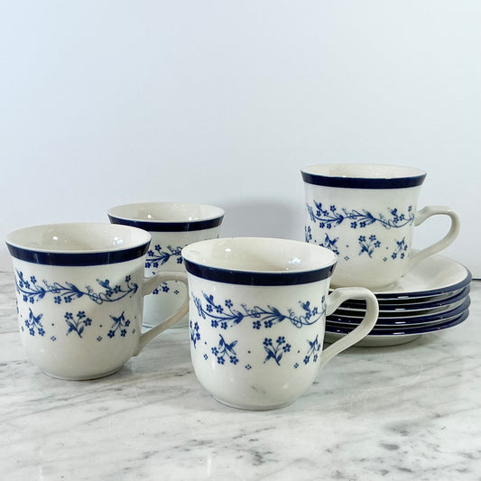 Vintage Blue Floral Cup + Saucer Set