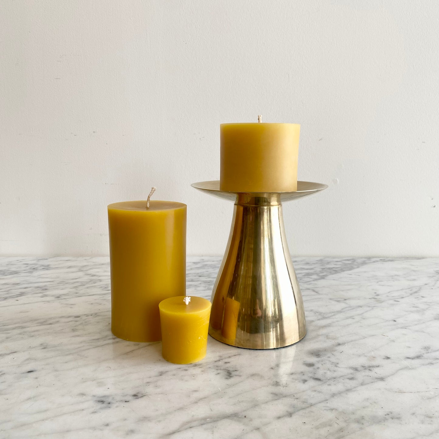 XL Vintage Brass Pillar Candle Stand