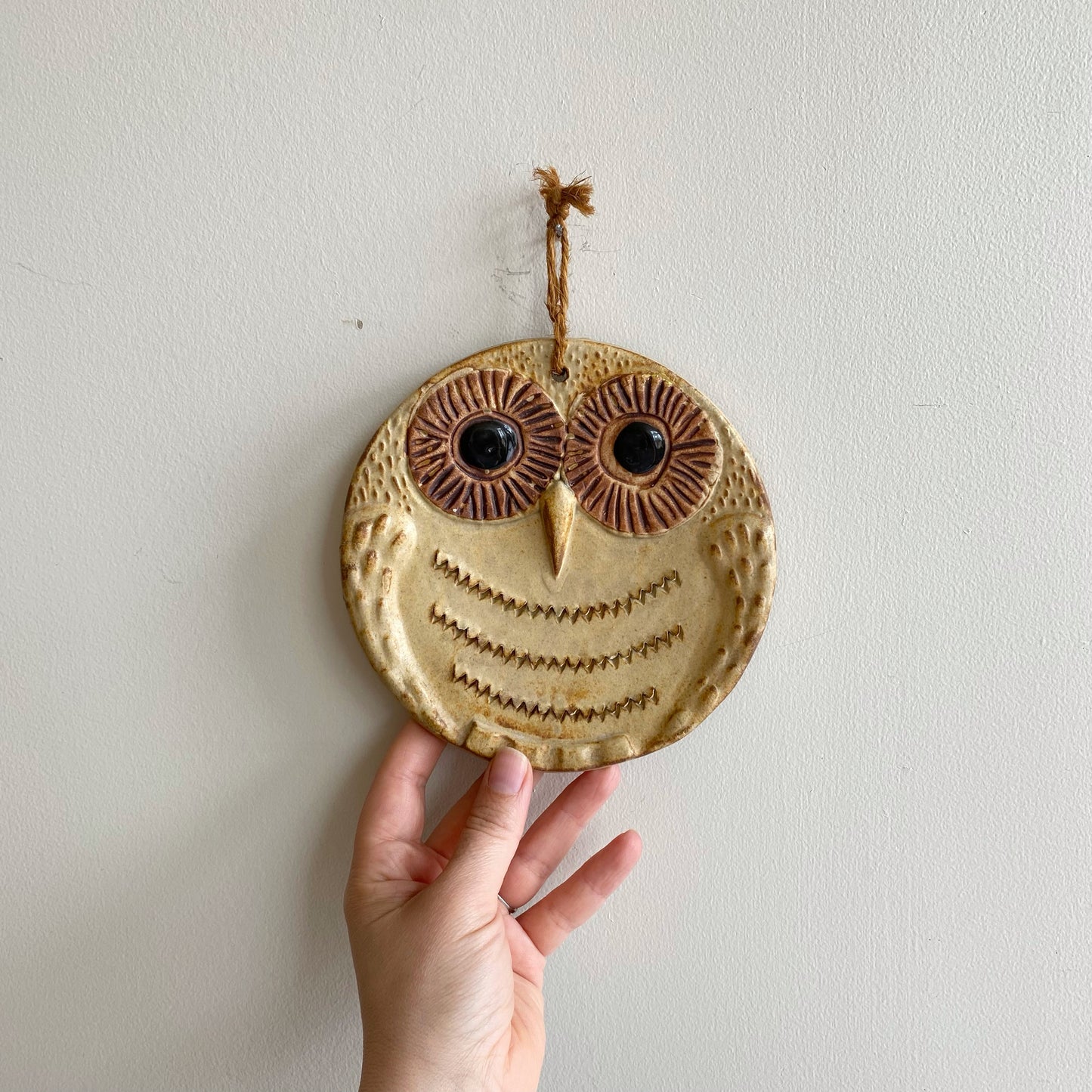 Vintage 1970's Ceramic Owl Wall Hanging