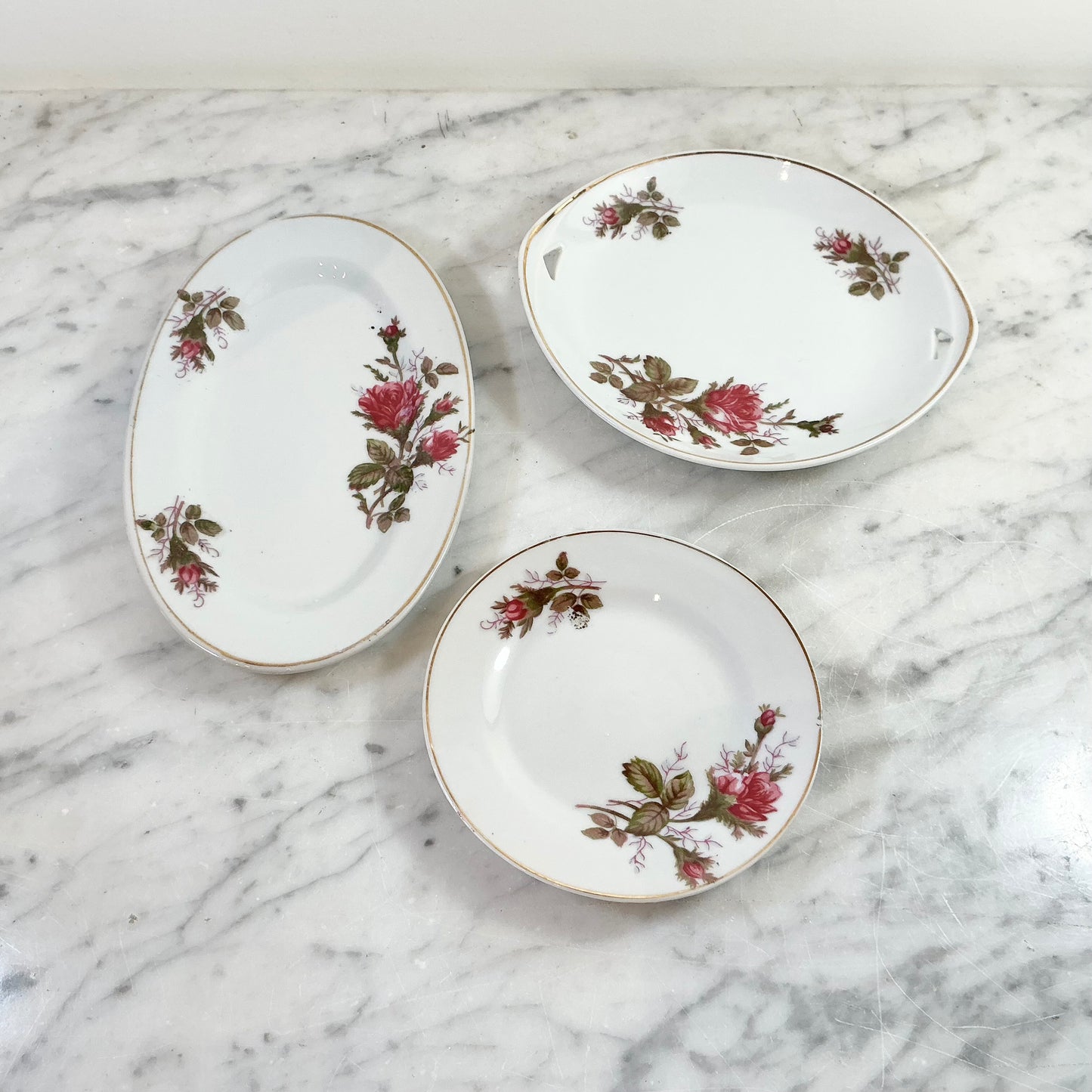 Small Vintage Rose Dishes, Choose Size