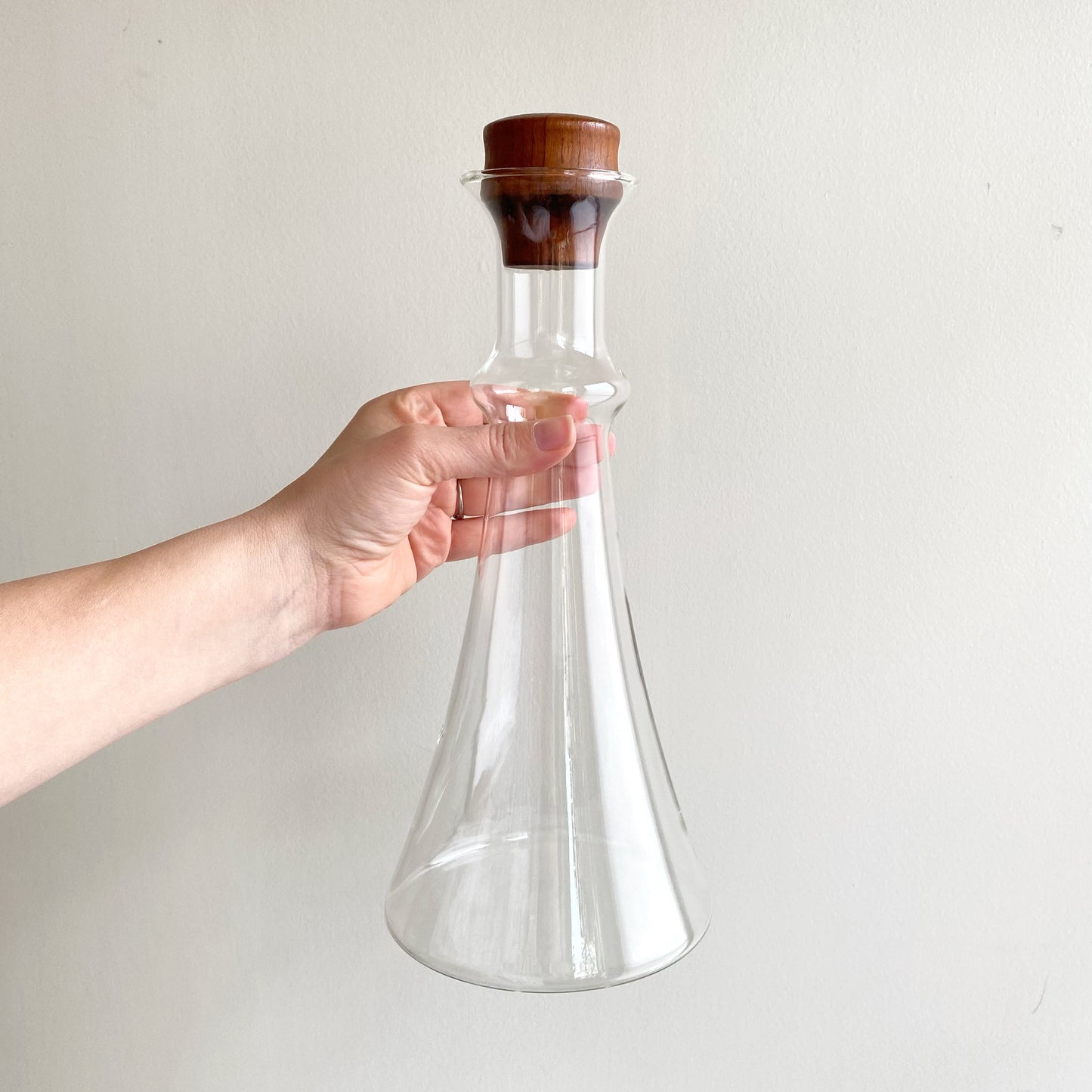 Vintage Danish Glass Decanter with Teak Stopper