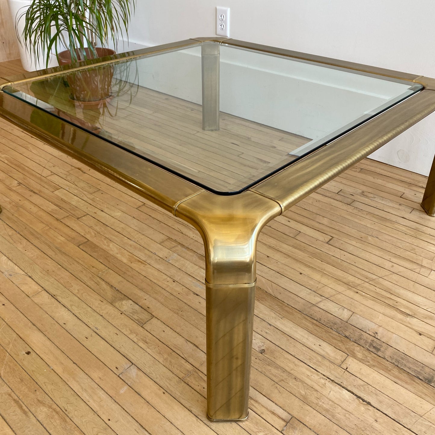 Vintage Brass + Glass Coffee Table by John Widdicomb