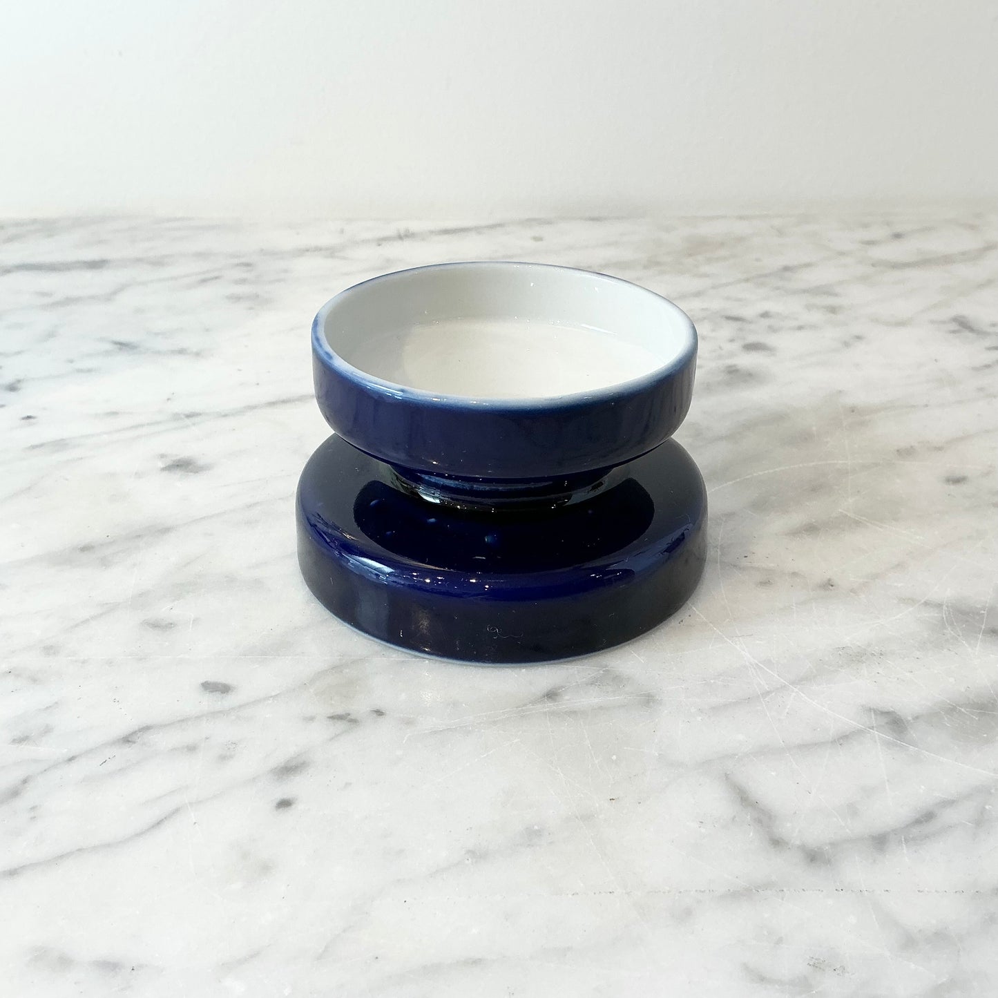 Found Cobalt Blue Ceramic Candle Stand