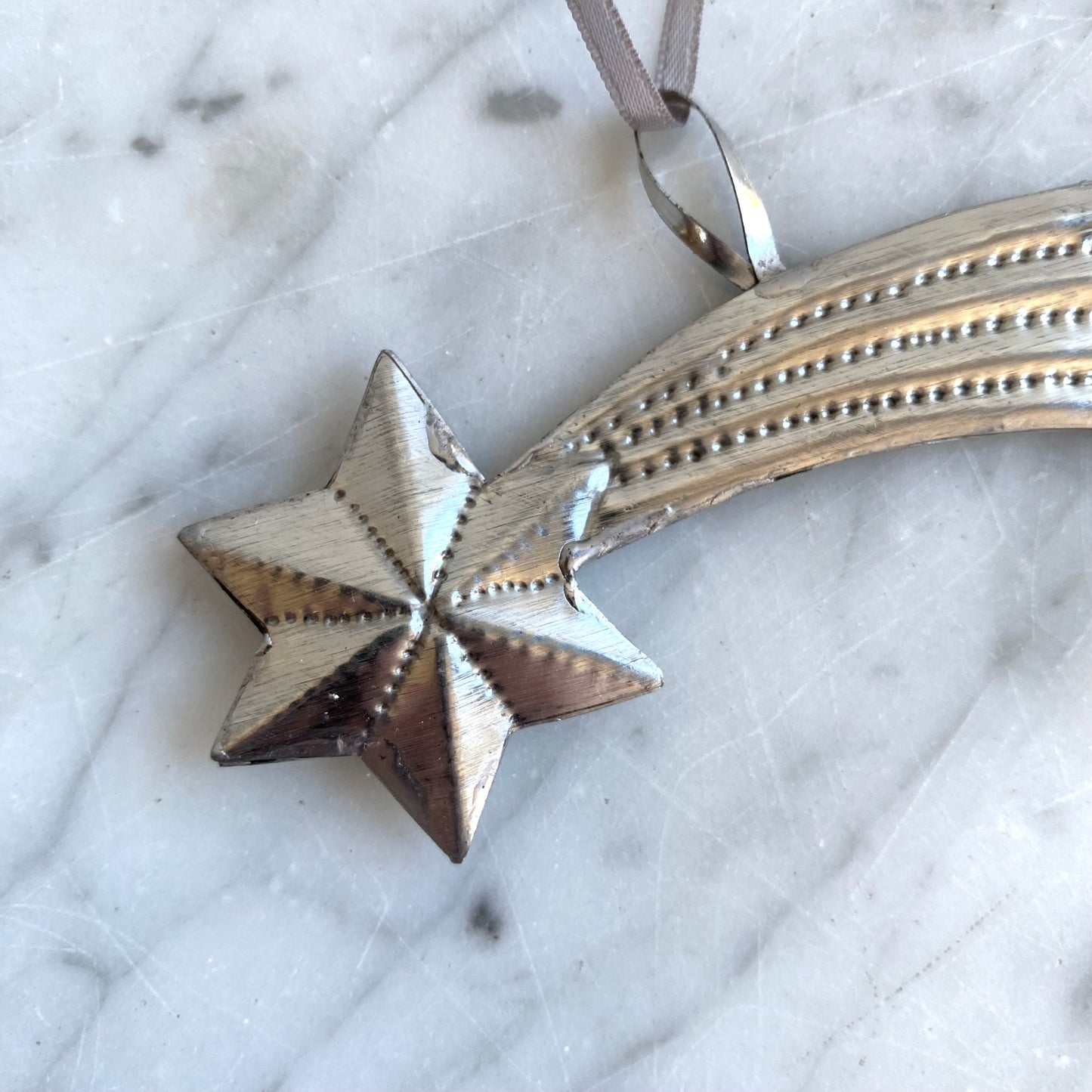 20% OFF: Embossed Tin Shooting Star Ornament