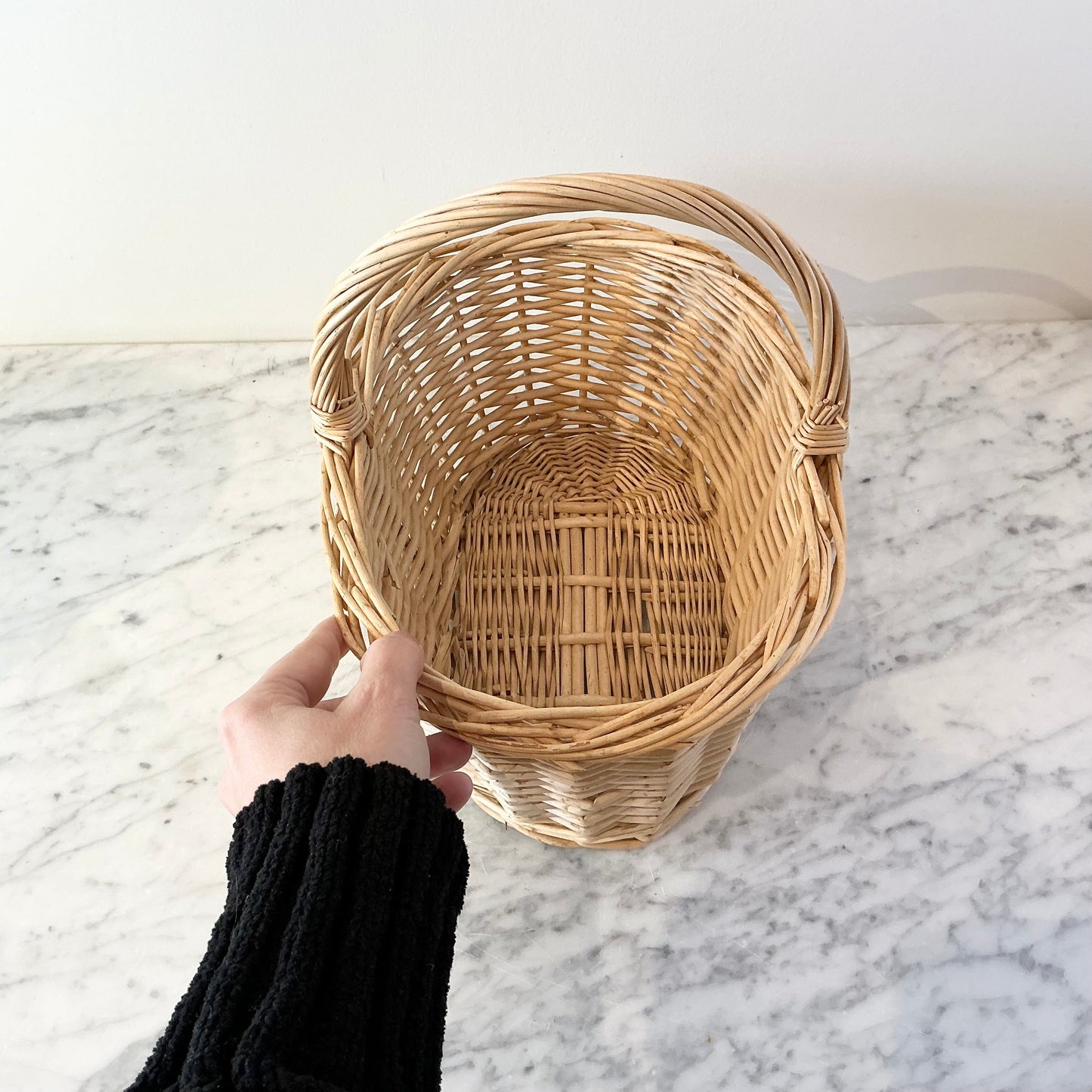 Petite Vintage Wicker Basket with Handle