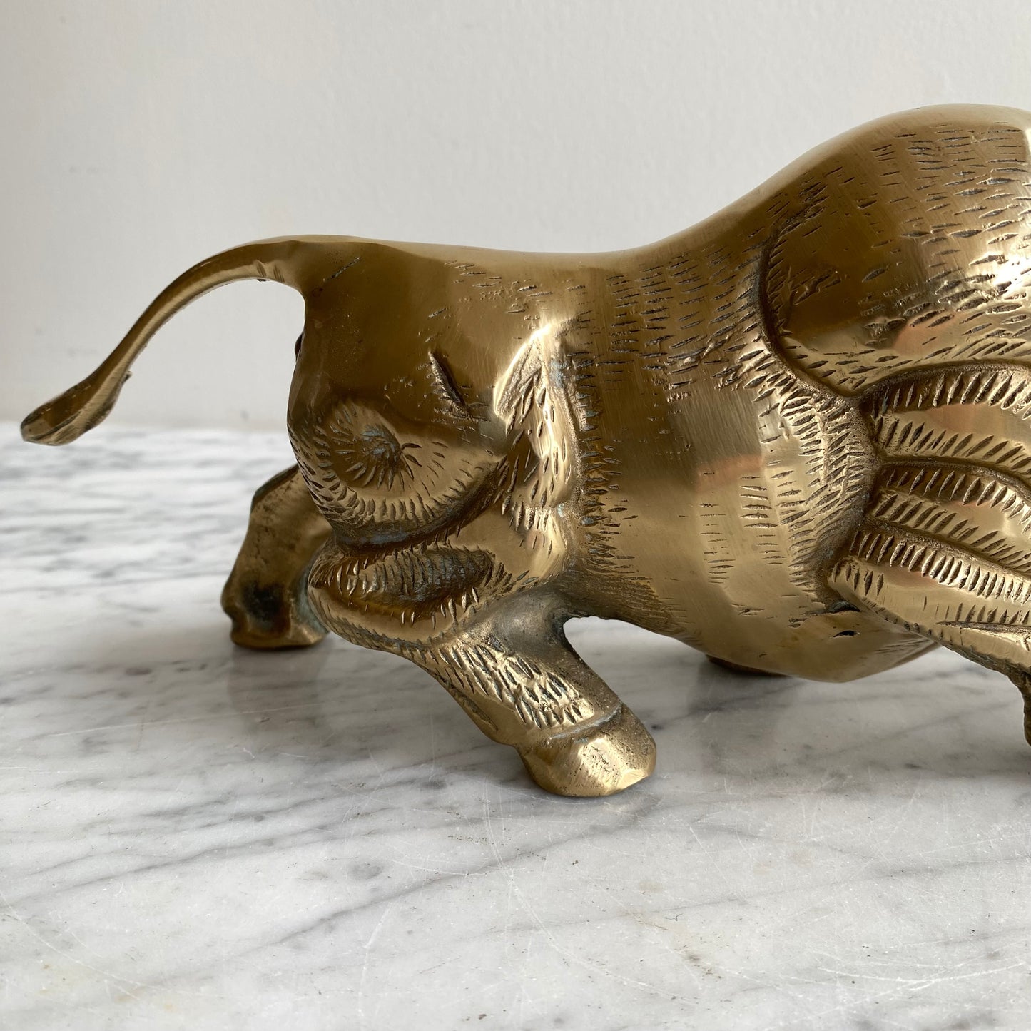 Large Vintage Brass Bull, 12"