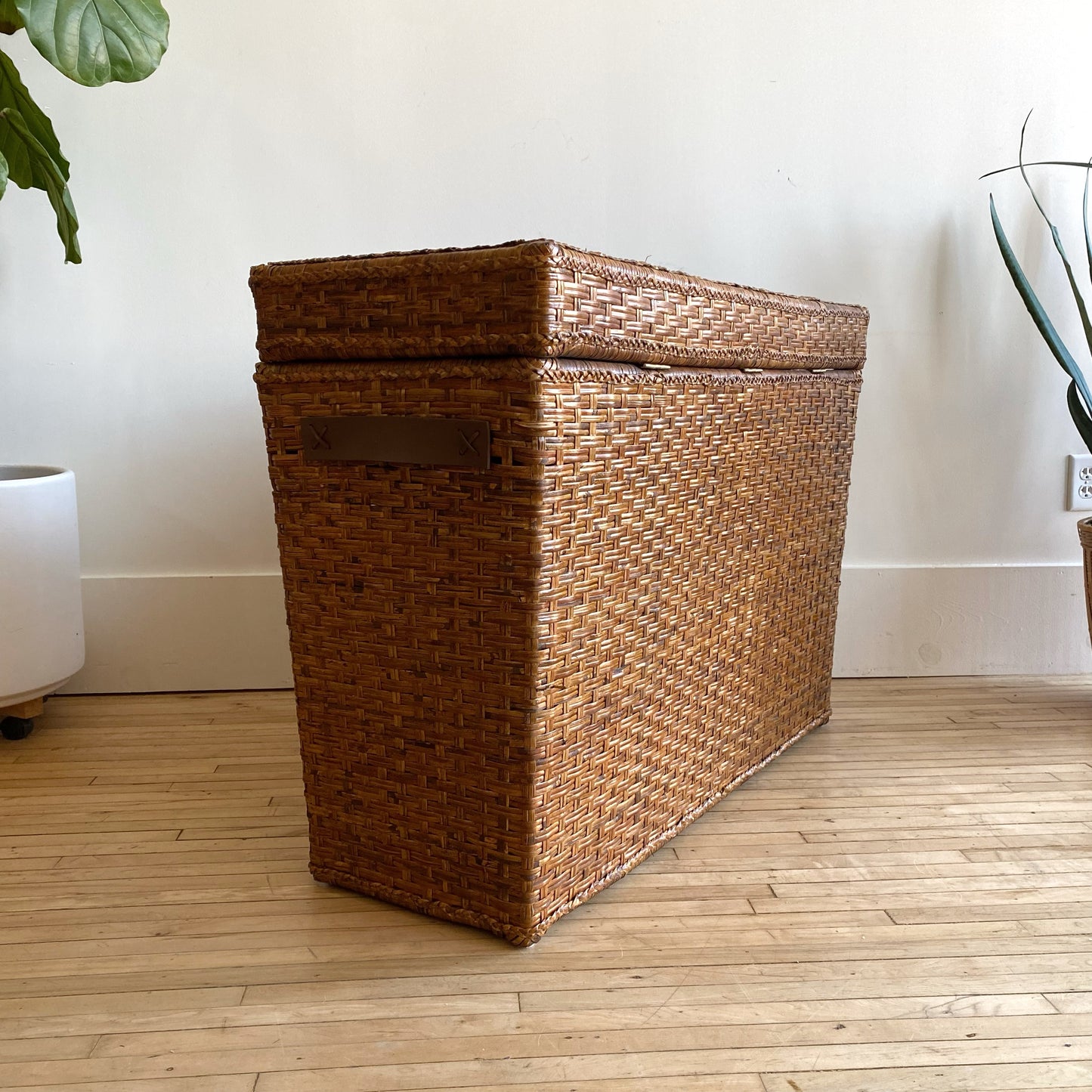 Found Oversized Wicker Chest / Lidded Basket / Console Table
