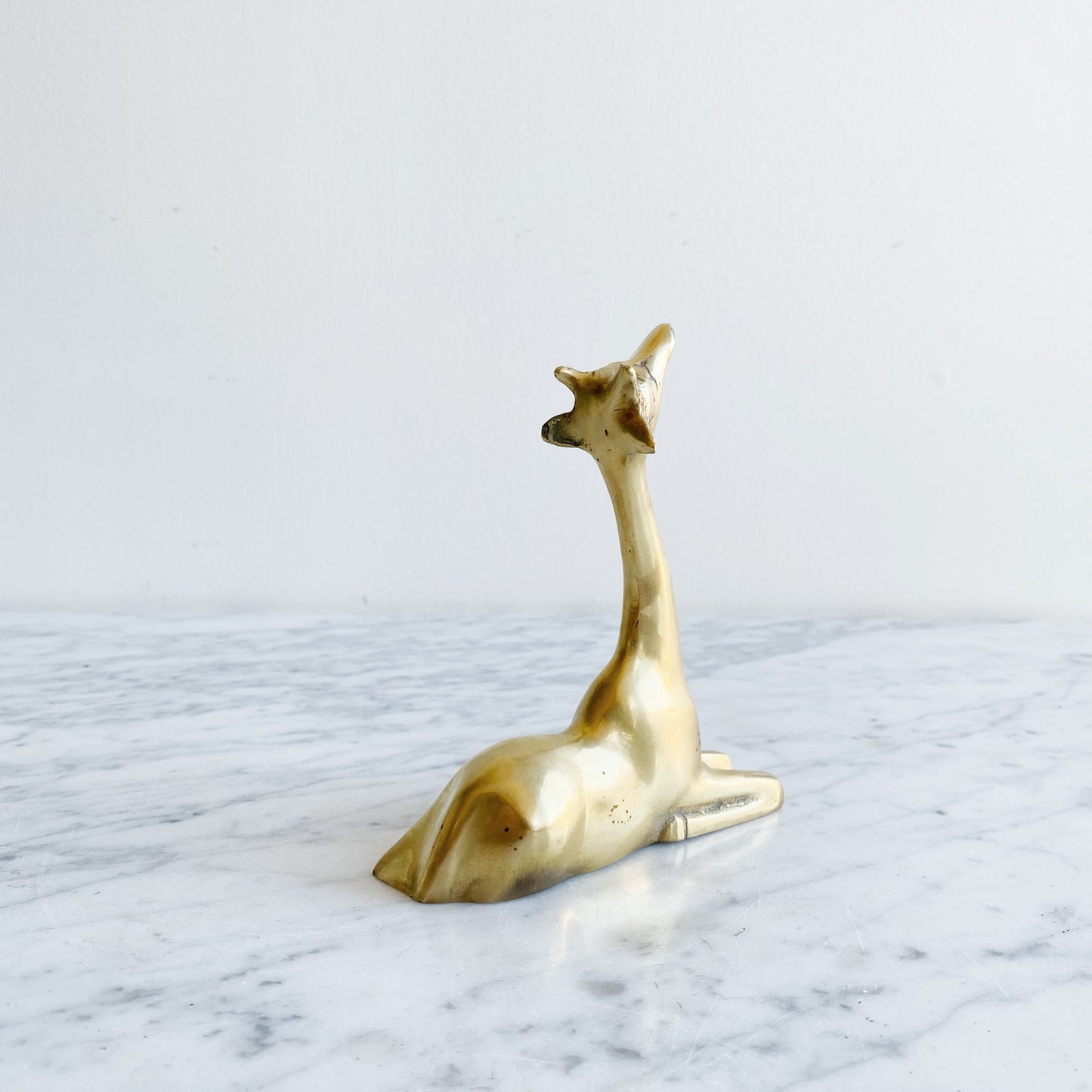 Vintage Sitting Brass Giraffe
