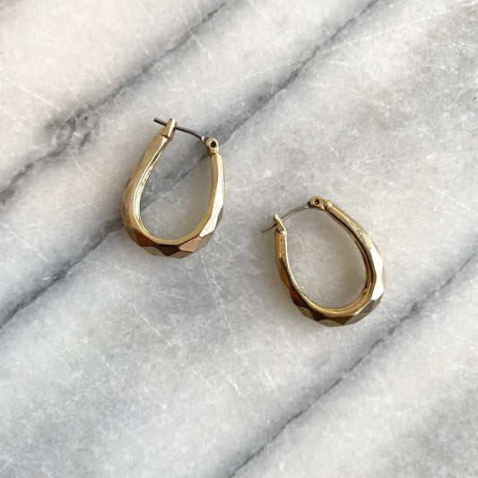 Vintage Golden Faceted Horseshoe Earrings