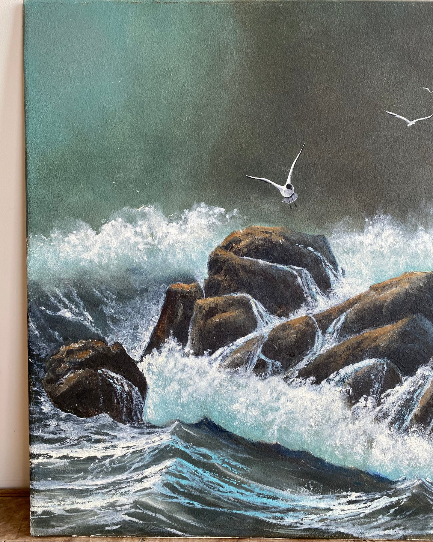 Vintage Original Seascape Painting, Signed (24 x 20")