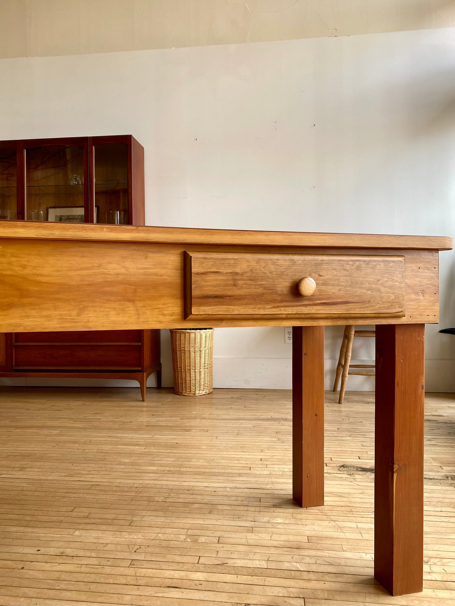 Vintage Handcrafted Wooden Worktable / Island