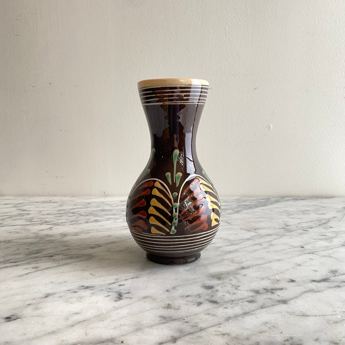 Small Vintage Hungarian Folk Art Pitcher, 6.5"