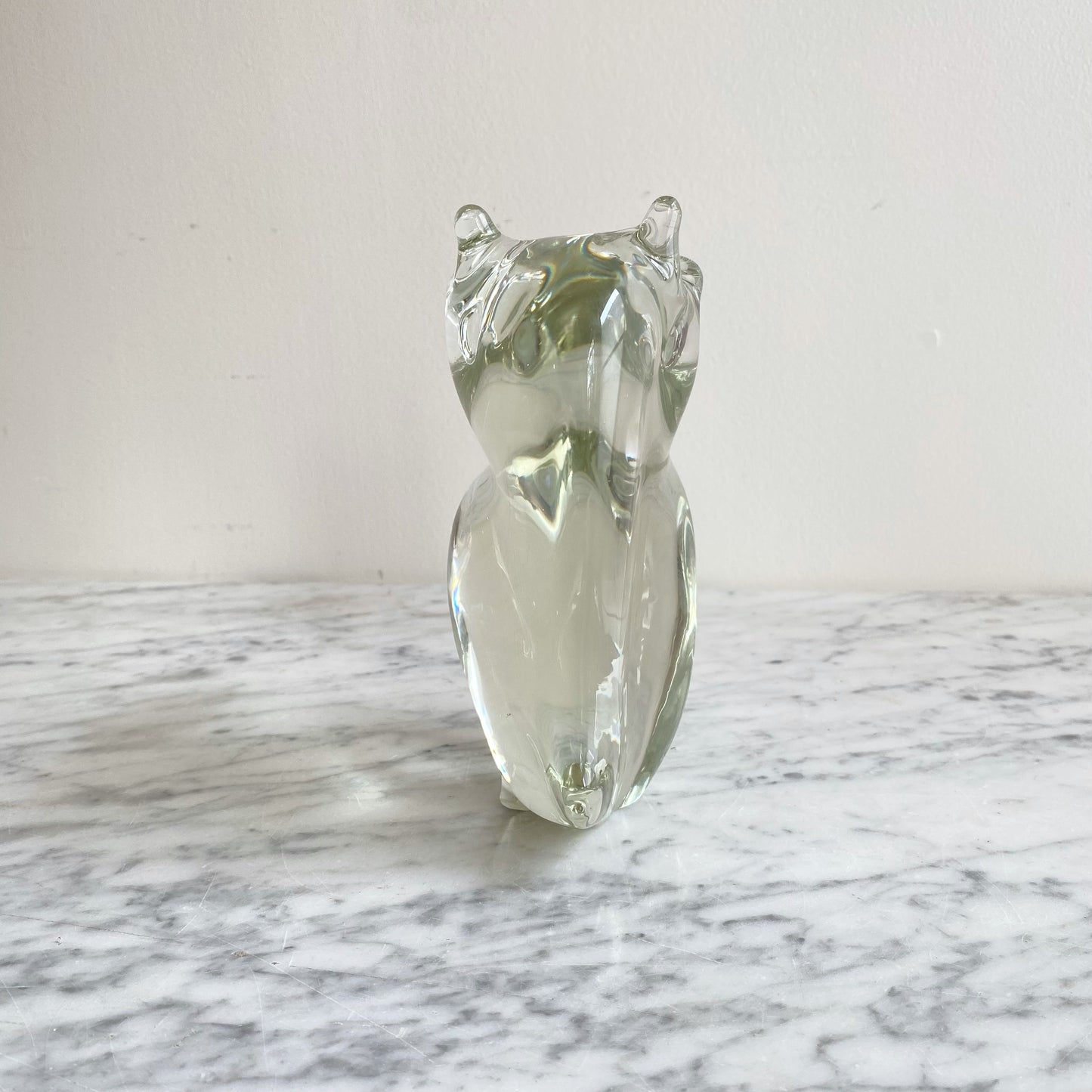 Vintage Glass Owl Paperweight / Sculpture