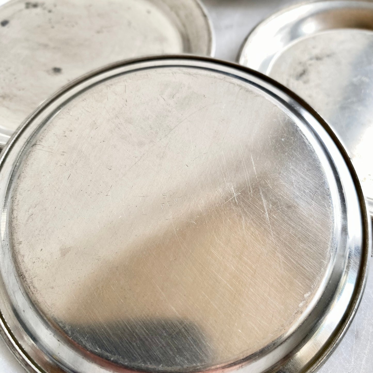 S/5 Vintage Pewter Coasters