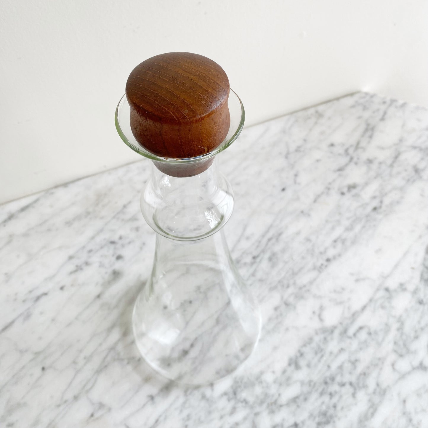 Vintage Danish Glass Decanter with Teak Stopper