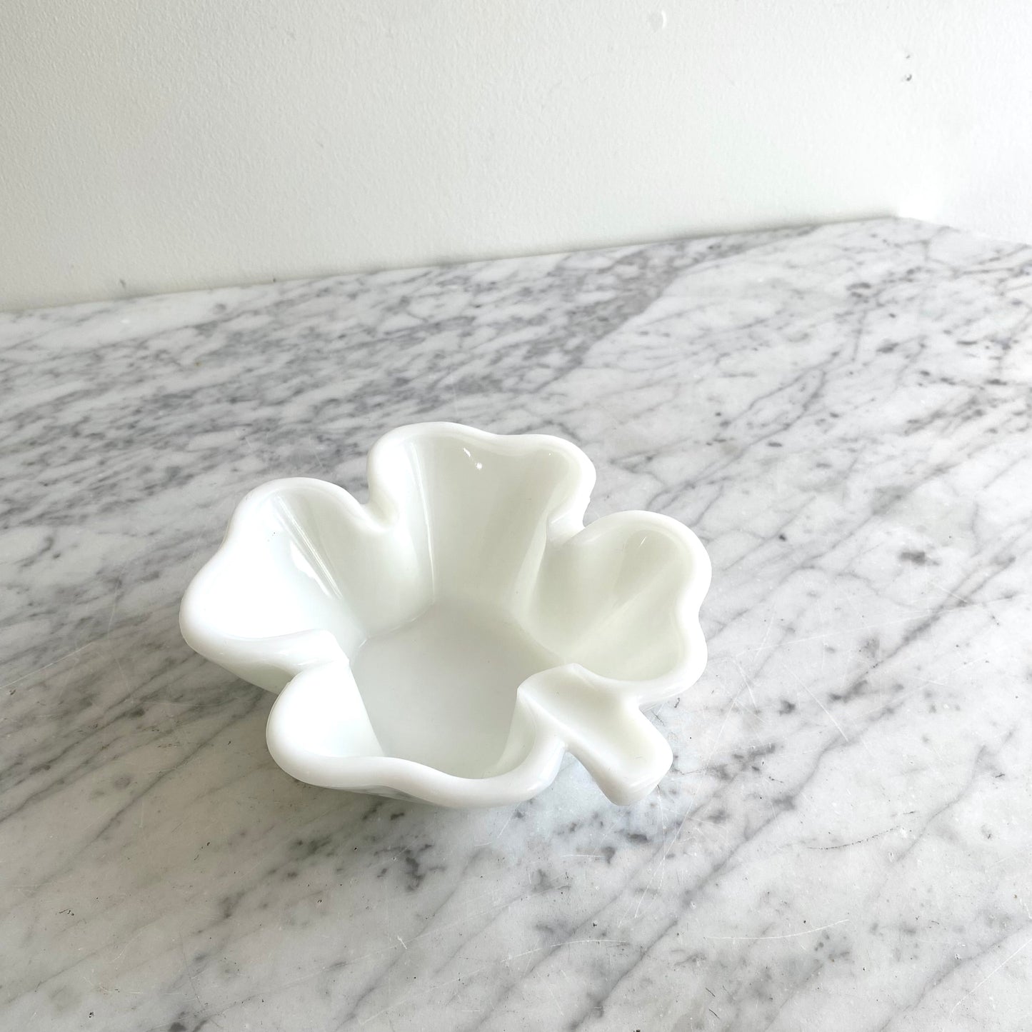 Vintage Milk Glass Clover / Shamrock Ashtray