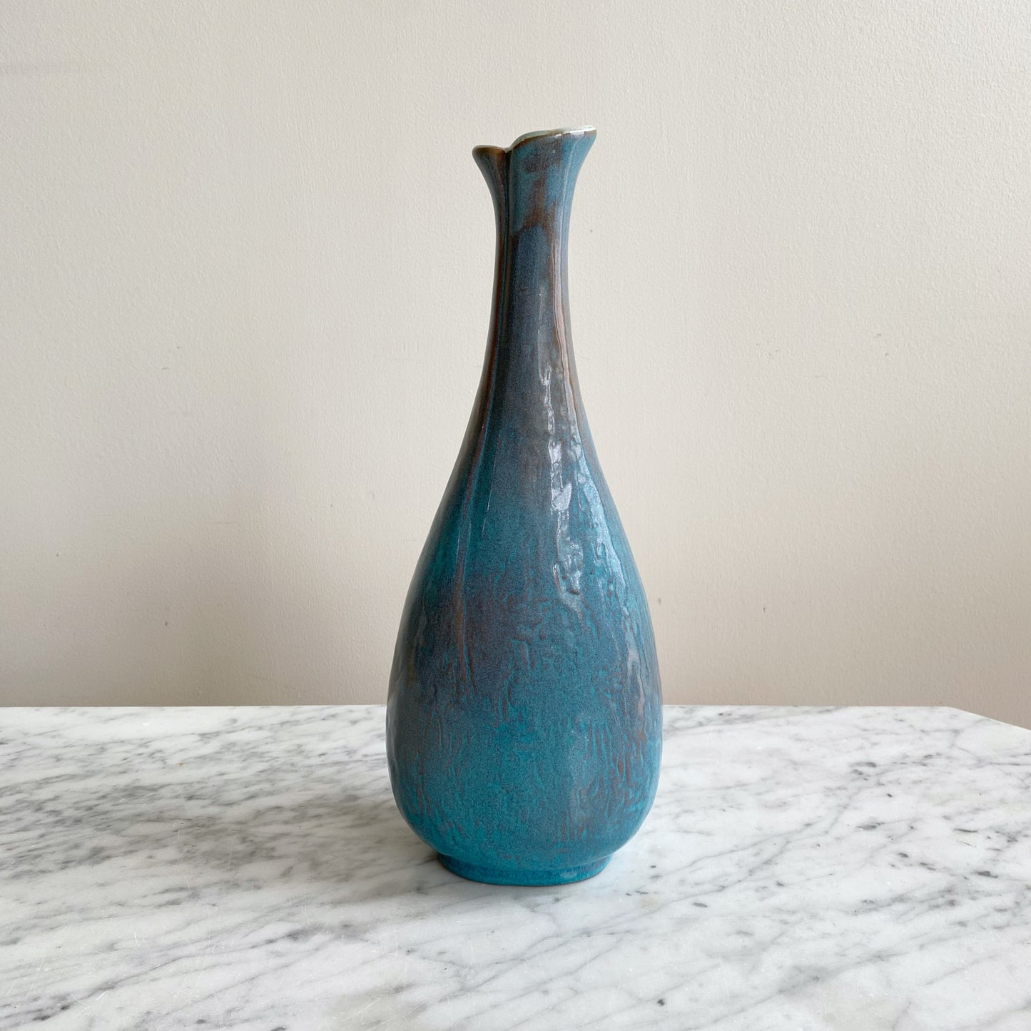 Vintage Ceramic Vase, Turquoise