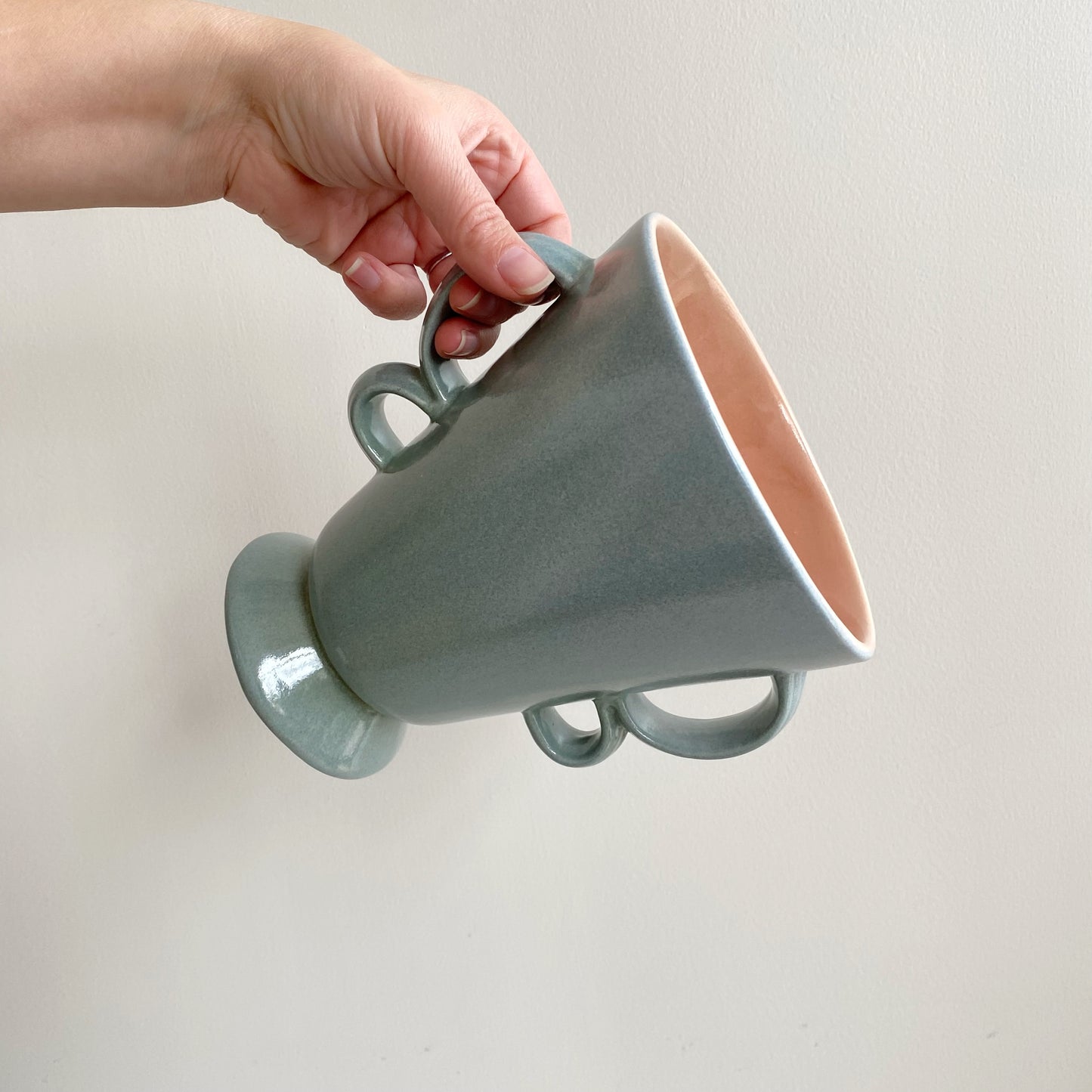 Vintage Ceramic Vase with Double Loop Handles