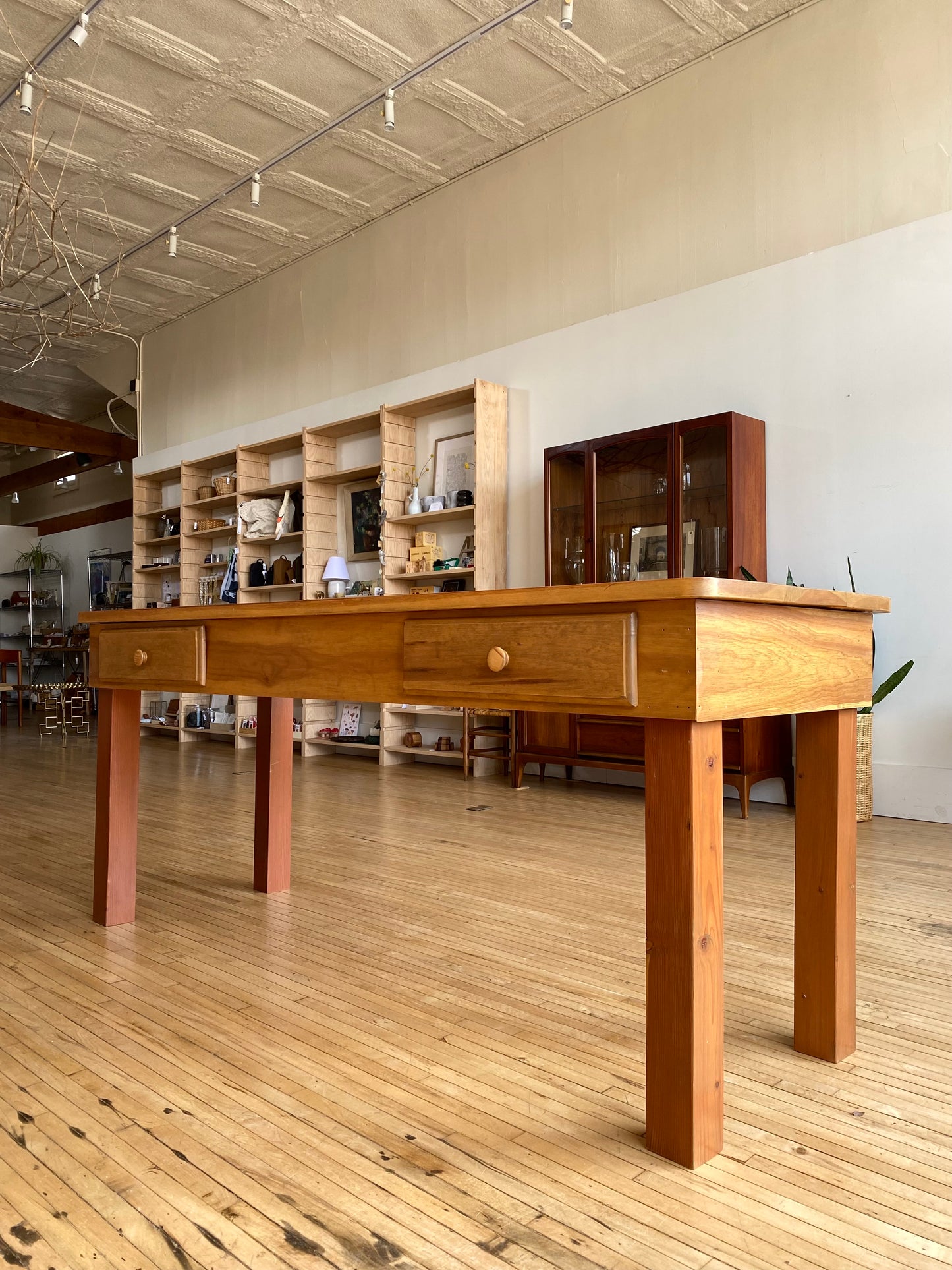 Vintage Handcrafted Wooden Worktable / Island