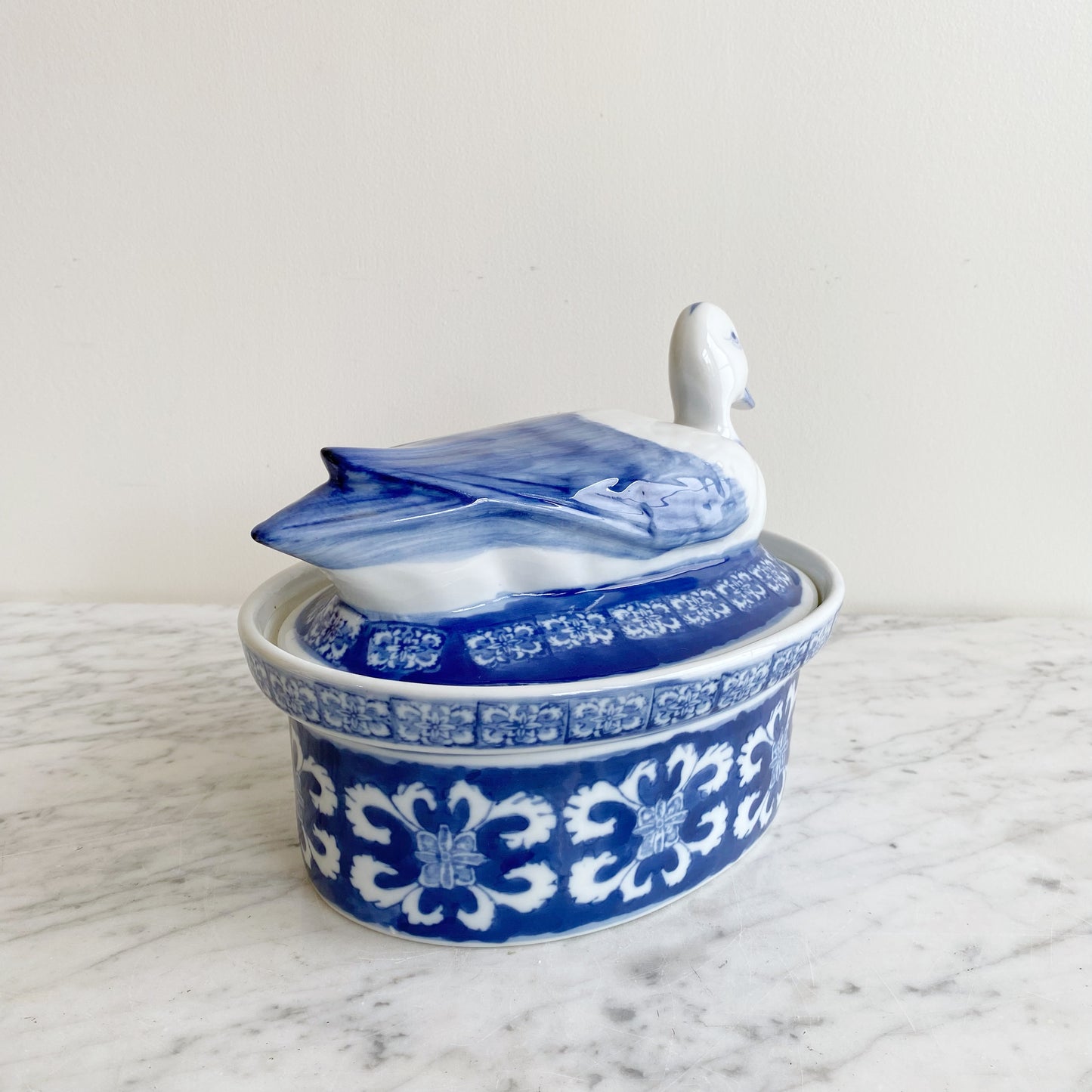 Vintage Hand-painted Porcelain Duck Tureen