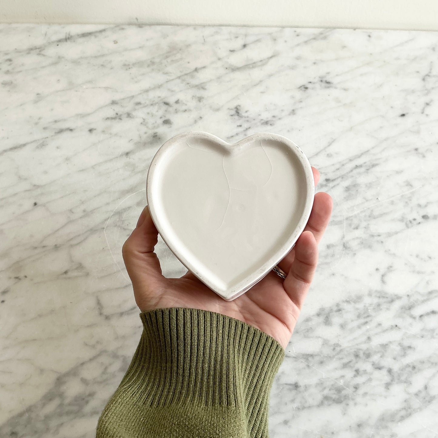 Vintage Ceramic Heart Box with Blue Flowers
