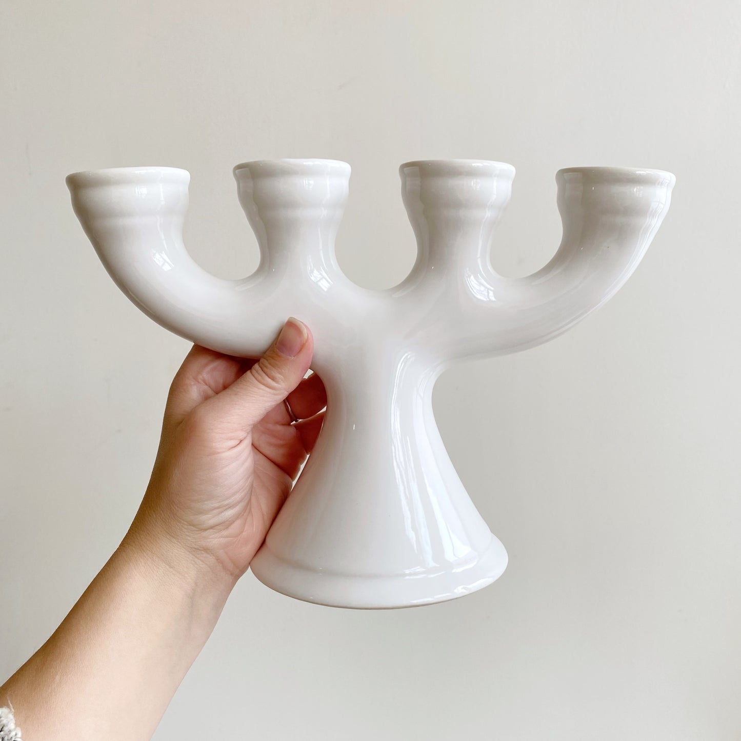 Scandinavian-style White Ceramic Candelabra