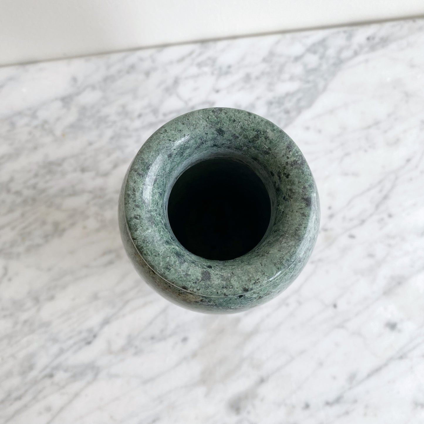 Vintage Green Marble Vase, 9"