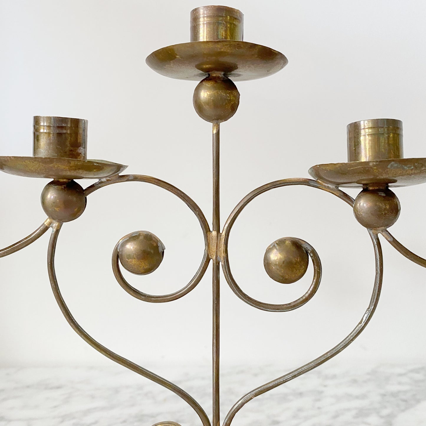 Vintage Pressed Brass Candelabra