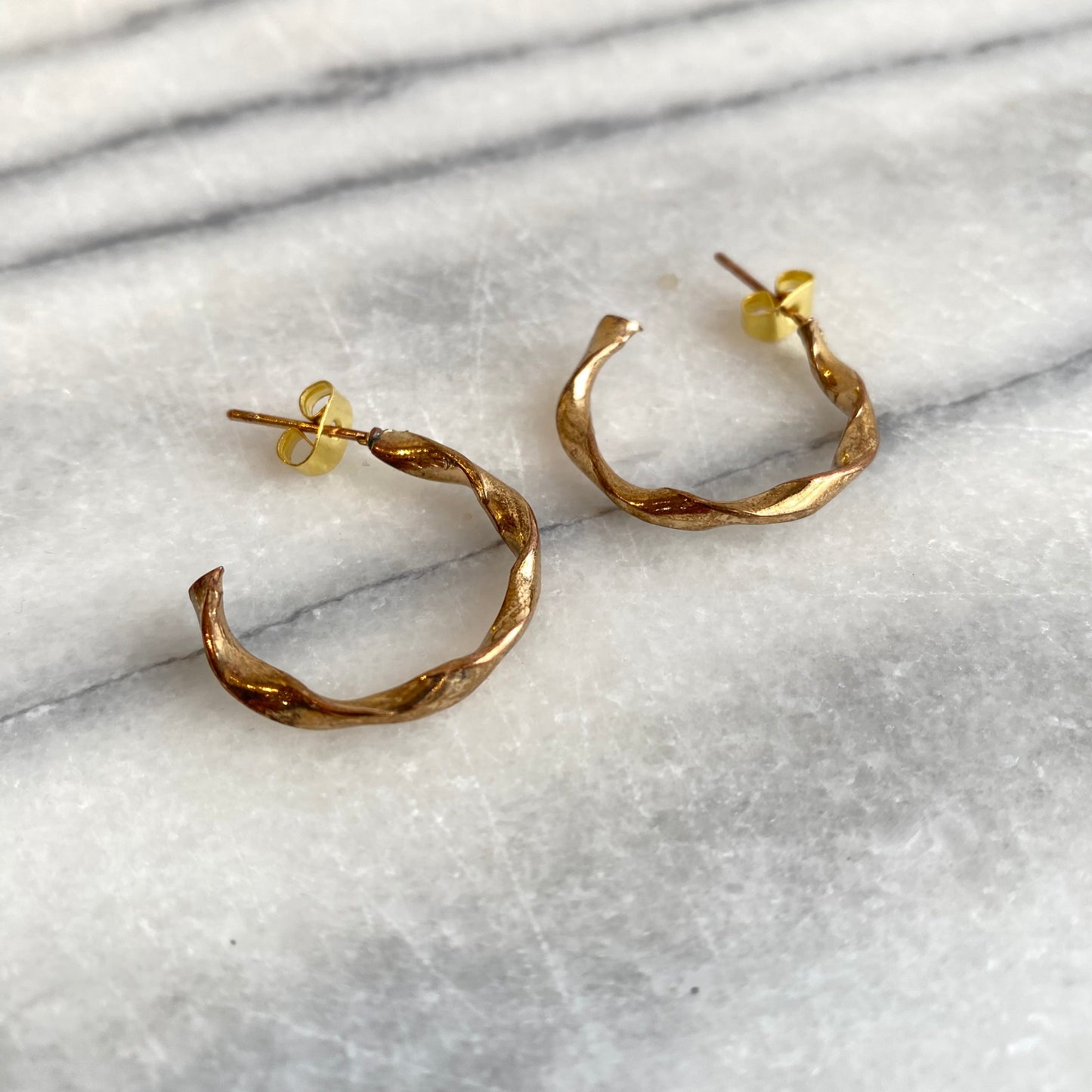 Vintage Twisty Gold Hoop Earrings