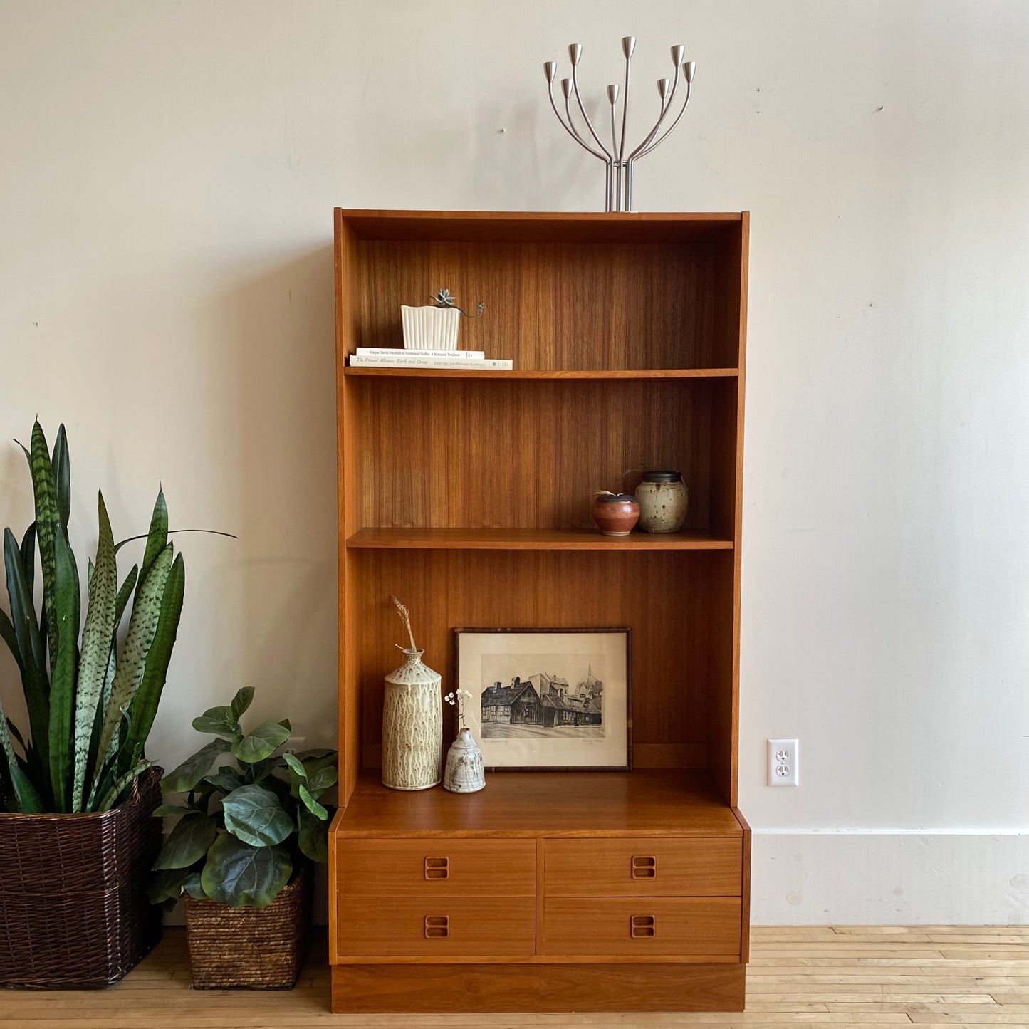 Vintage Teak Hutch with Drawers