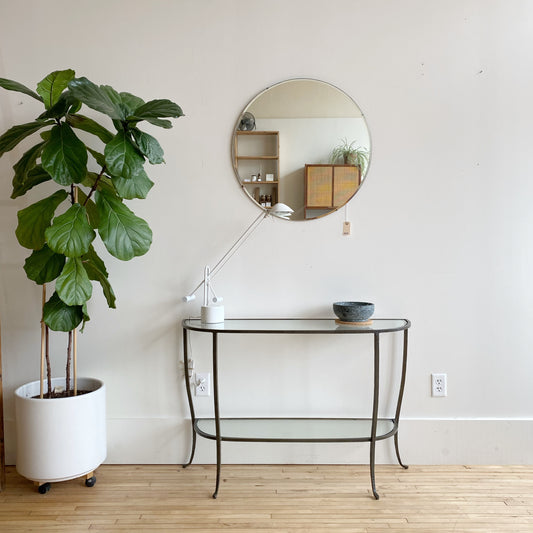 Large Vintage Round Mirror, 28"