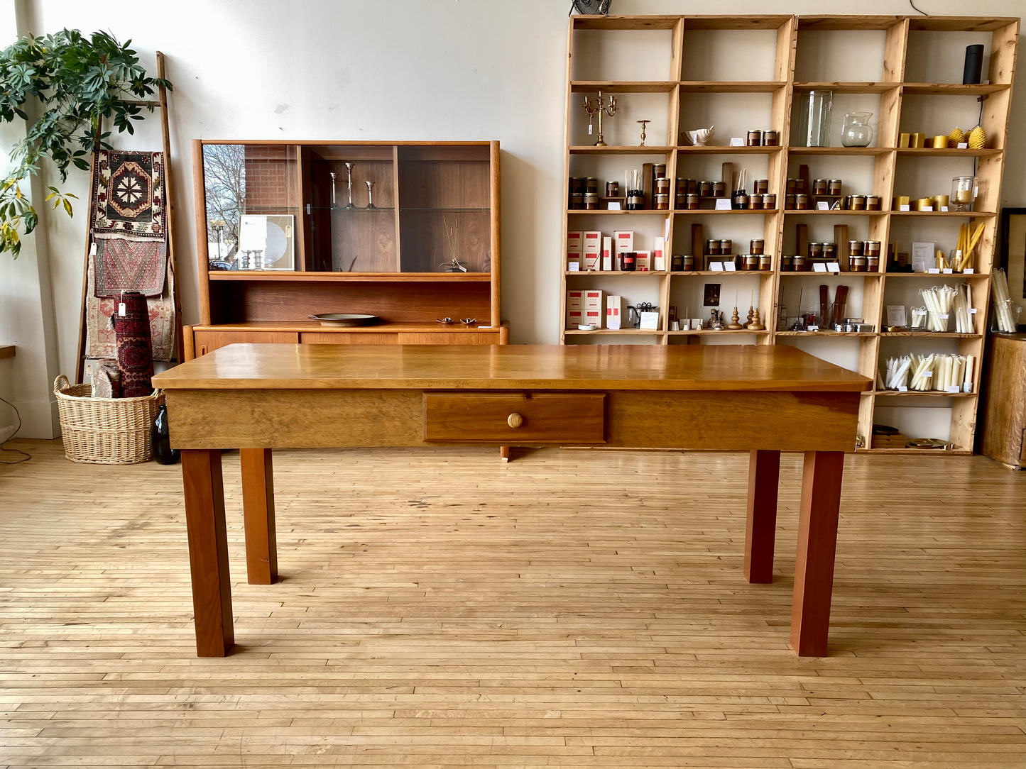 Vintage Handcrafted Wooden Worktable / Island