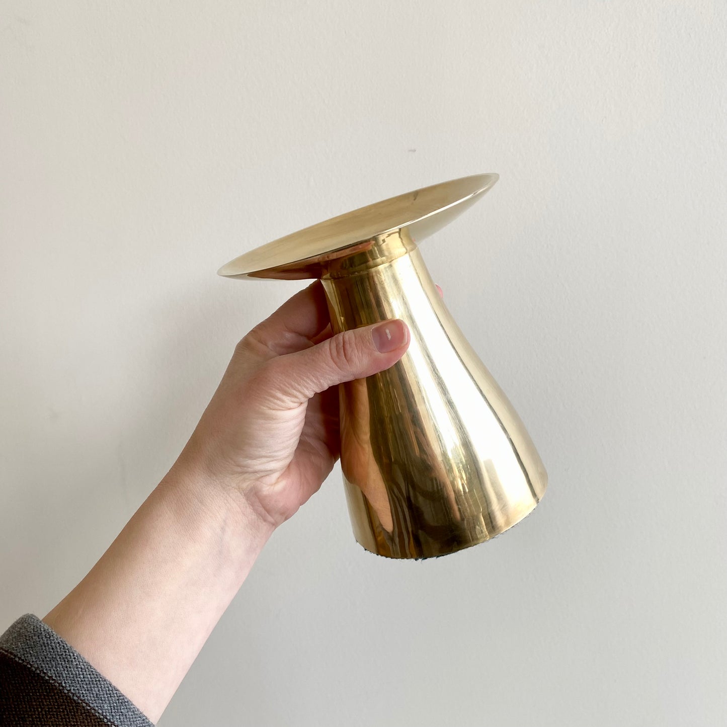 XL Vintage Brass Pillar Candle Stand