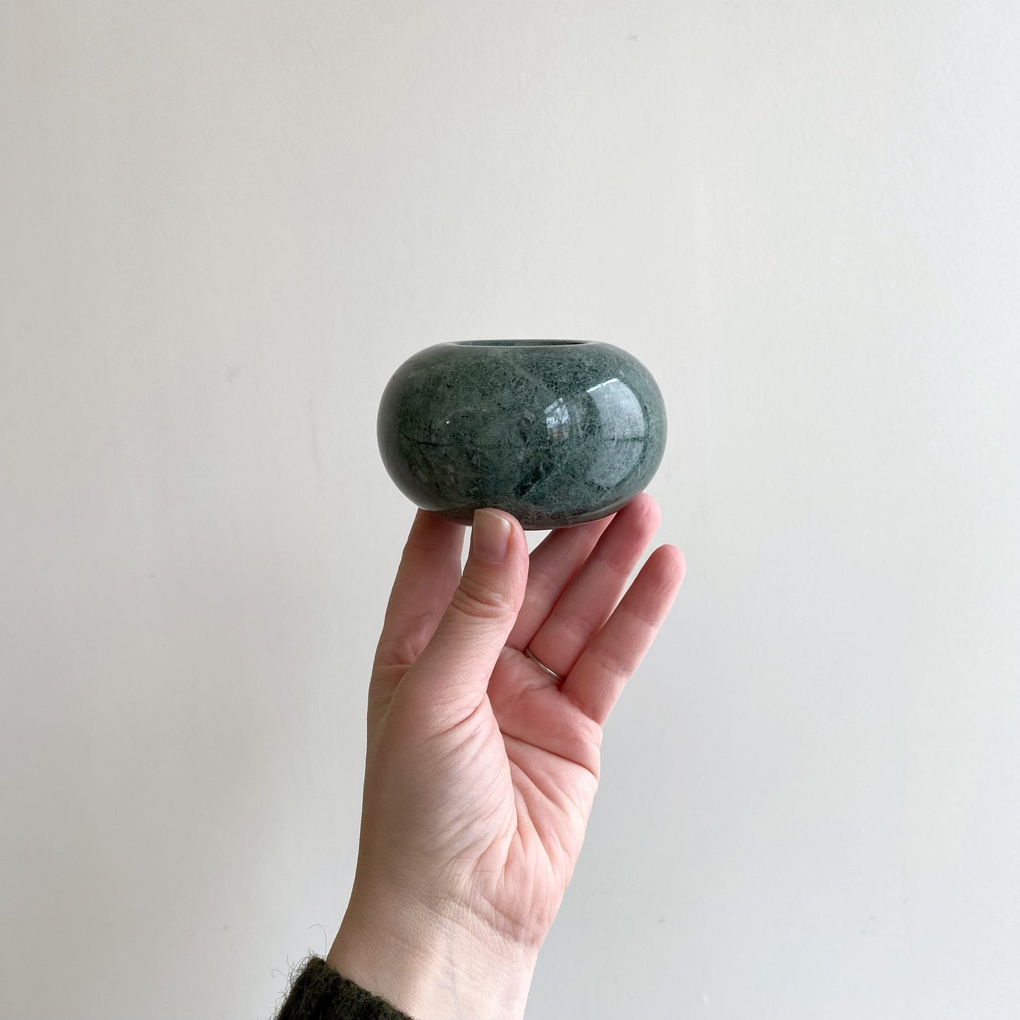 Found Green Marble Tea Light Candle Holder