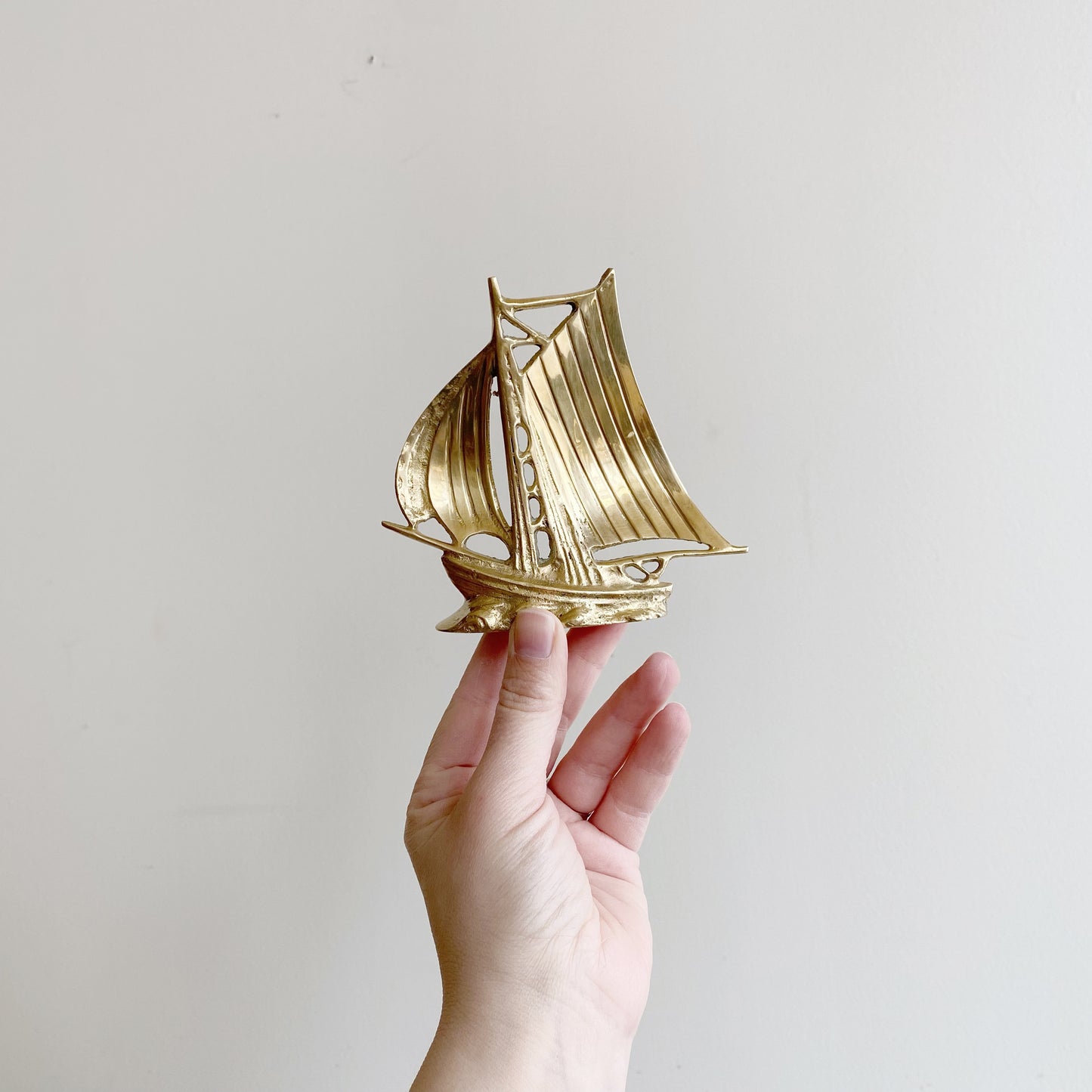 Vintage Brass Ship, 4"