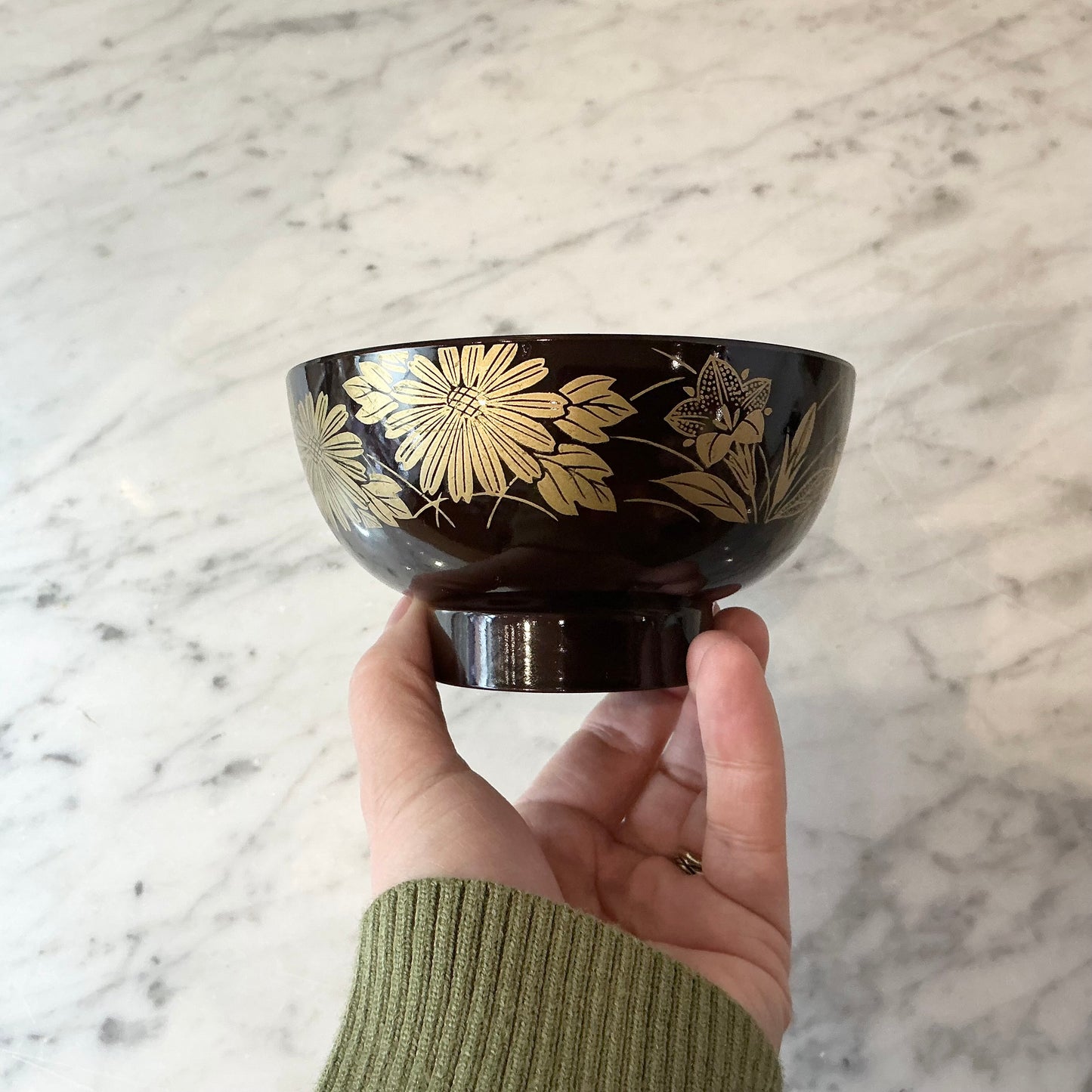Vintage Japanese Lacquered Footed Bowl