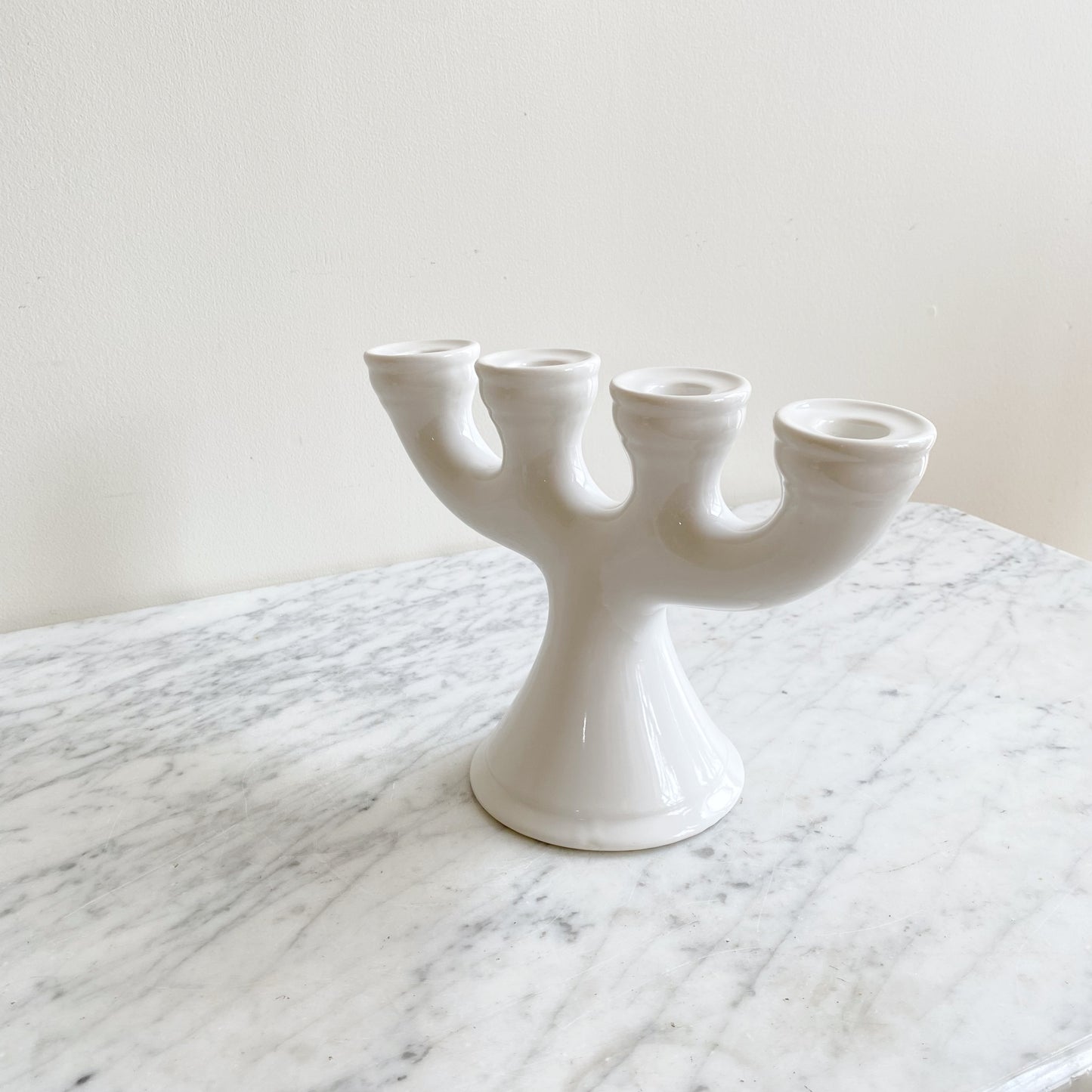 Scandinavian-style White Ceramic Candelabra