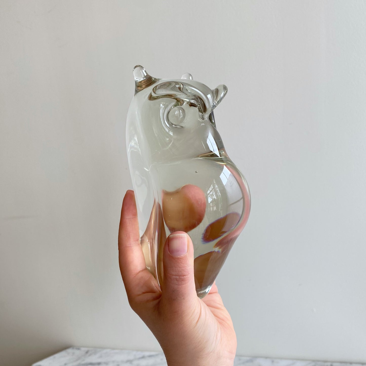Vintage Glass Owl Paperweight / Sculpture
