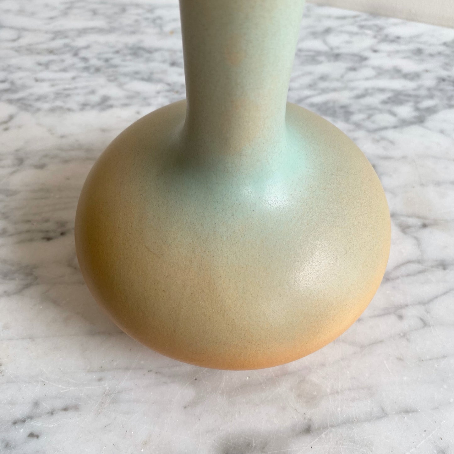 Vintage Ceramic Vase, Blue + Orange Ombré