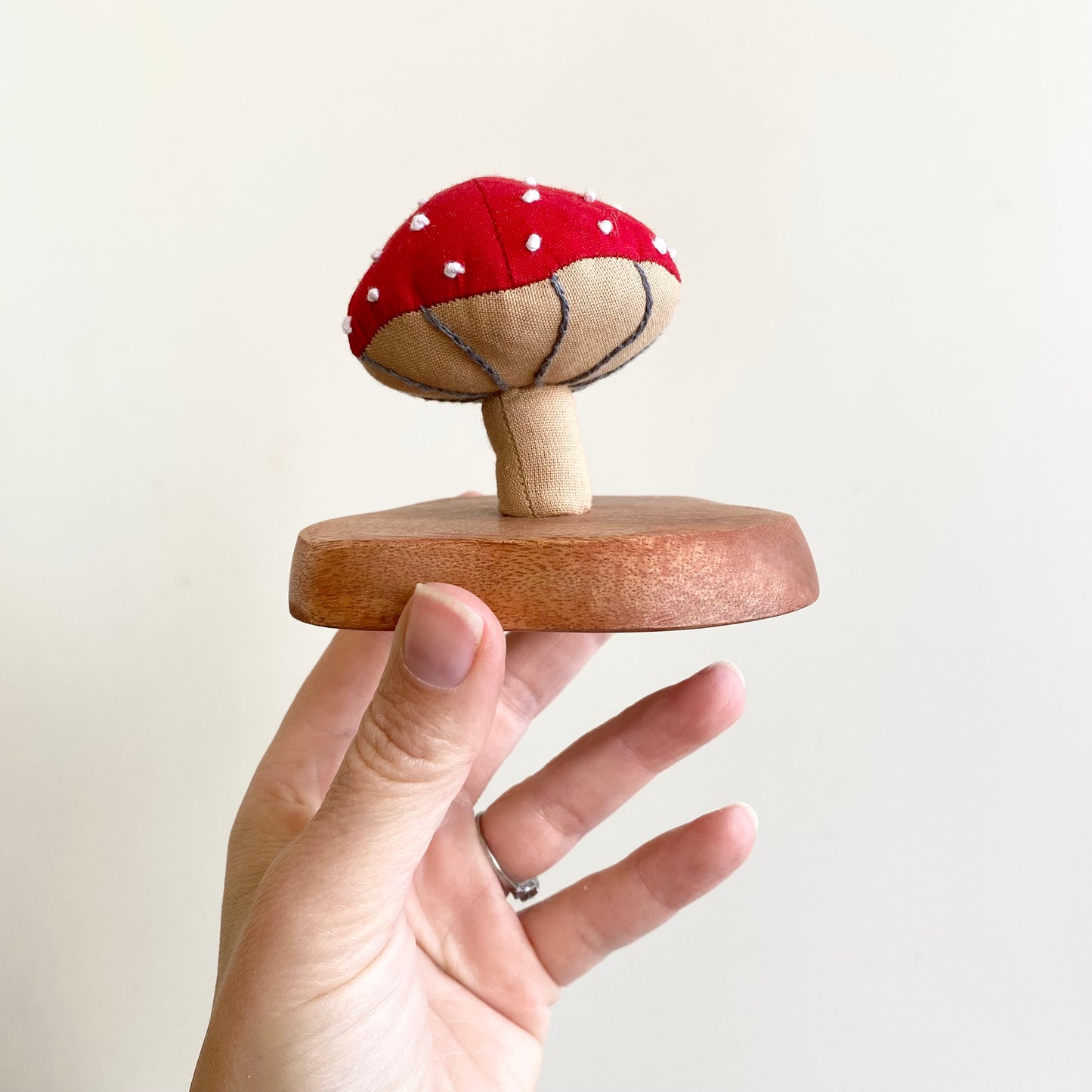 20% OFF: Plush Mushroom on Wooden Stand