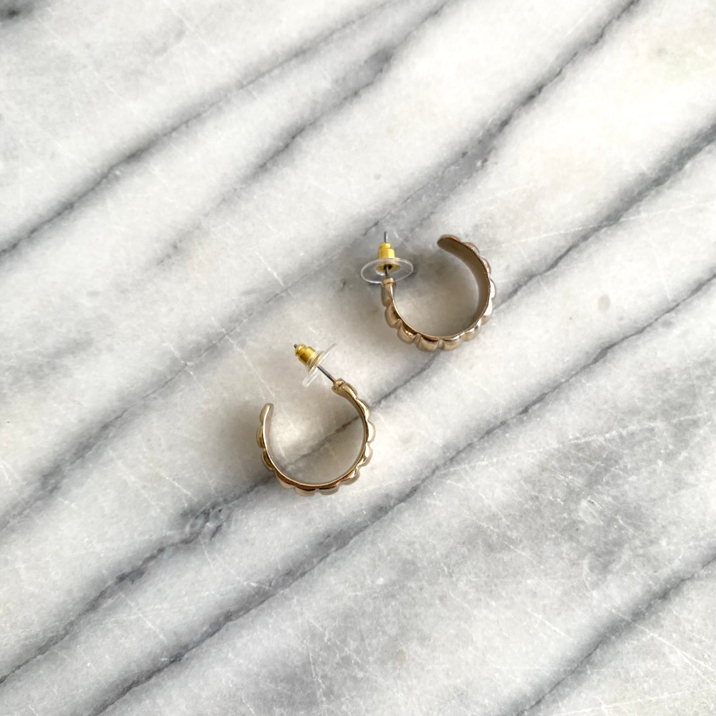 Vintage Textured Gold Hoop Earrings