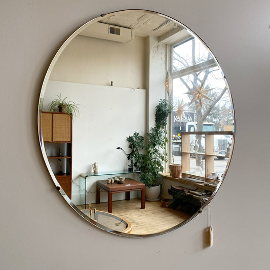 Large Vintage Round Mirror, 28"